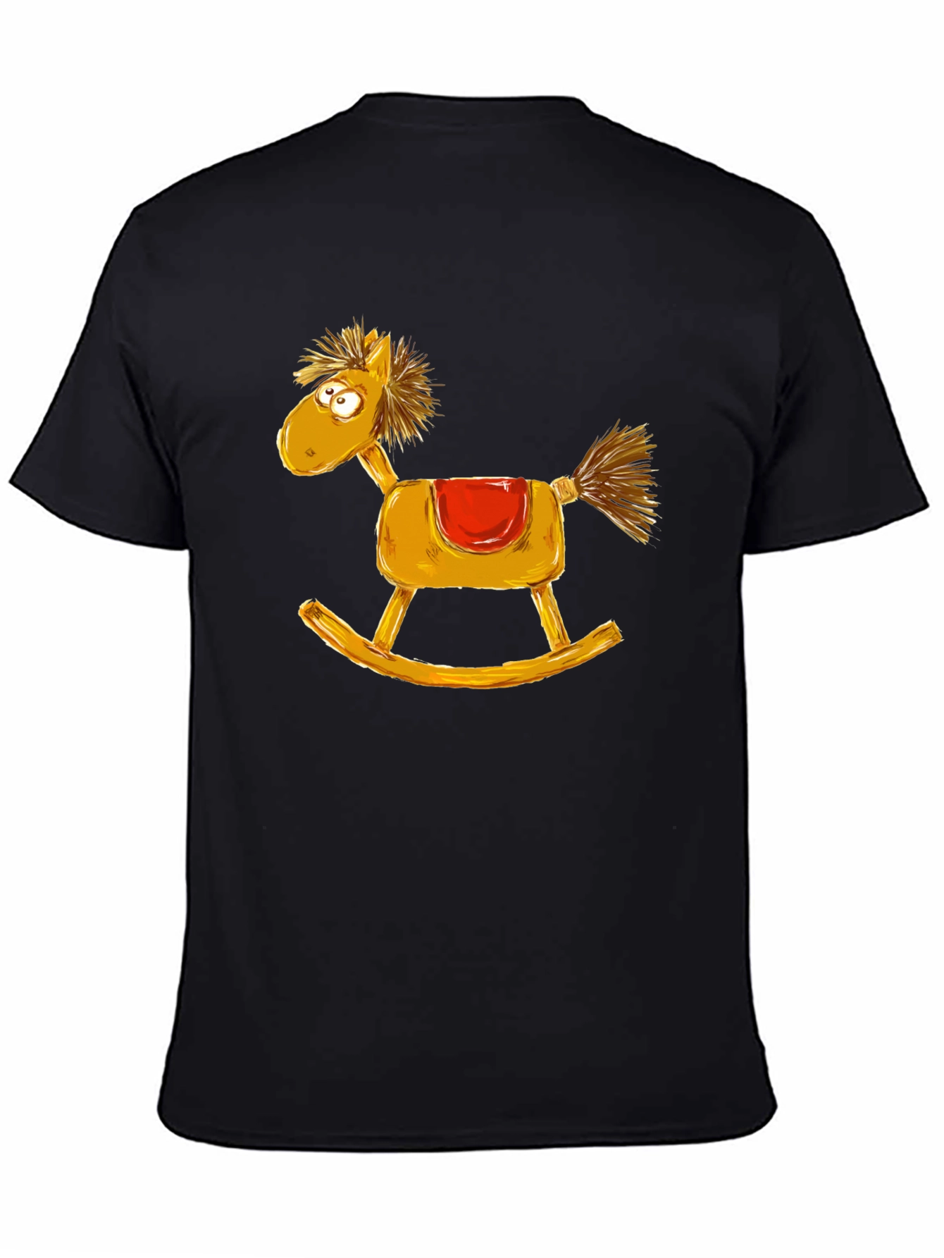 Black Rocking Horse Graphic Tee - Quirky Style view 4