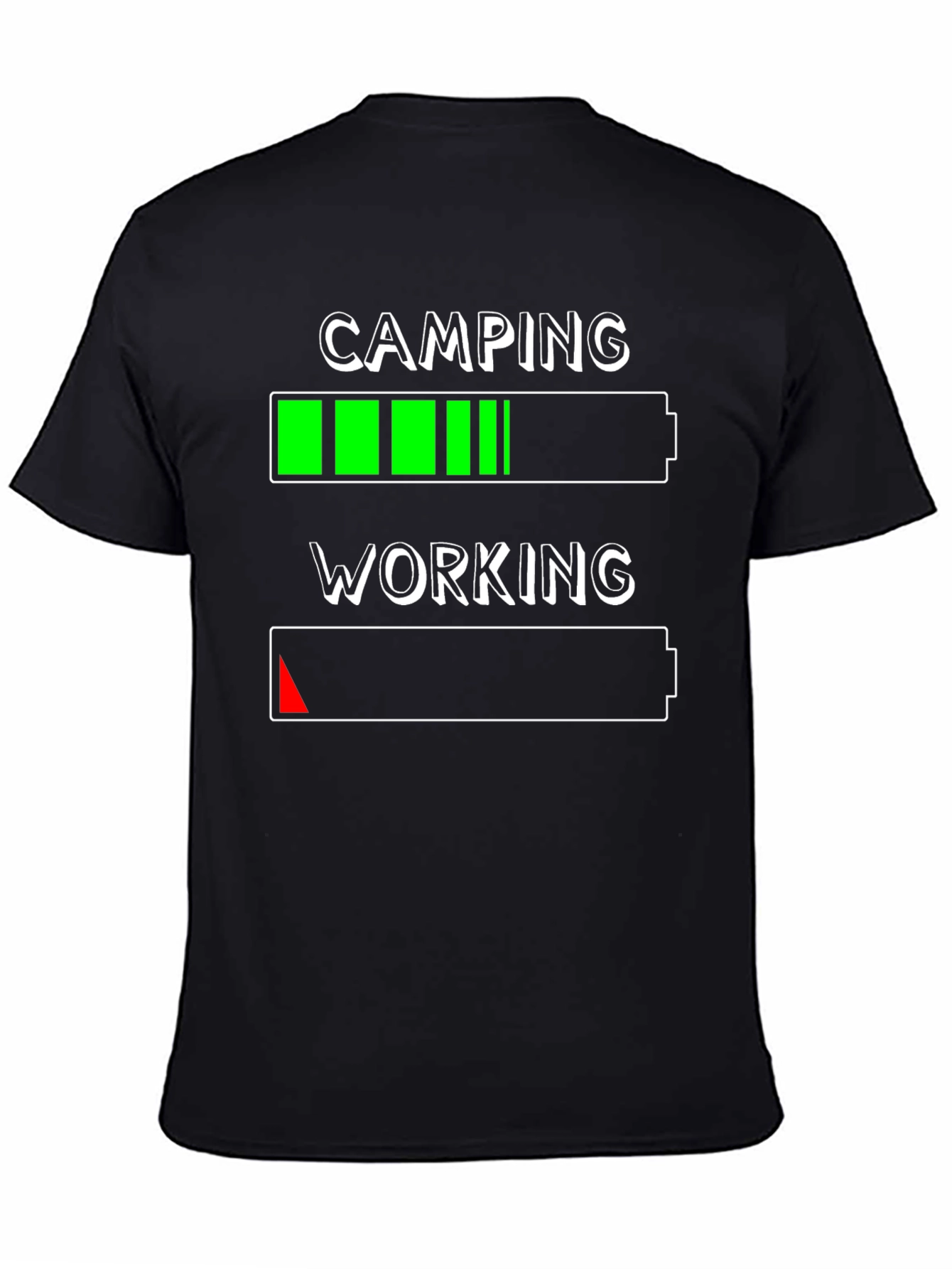 Black Camping Over Working T-Shirt - Battery Life Design view 4