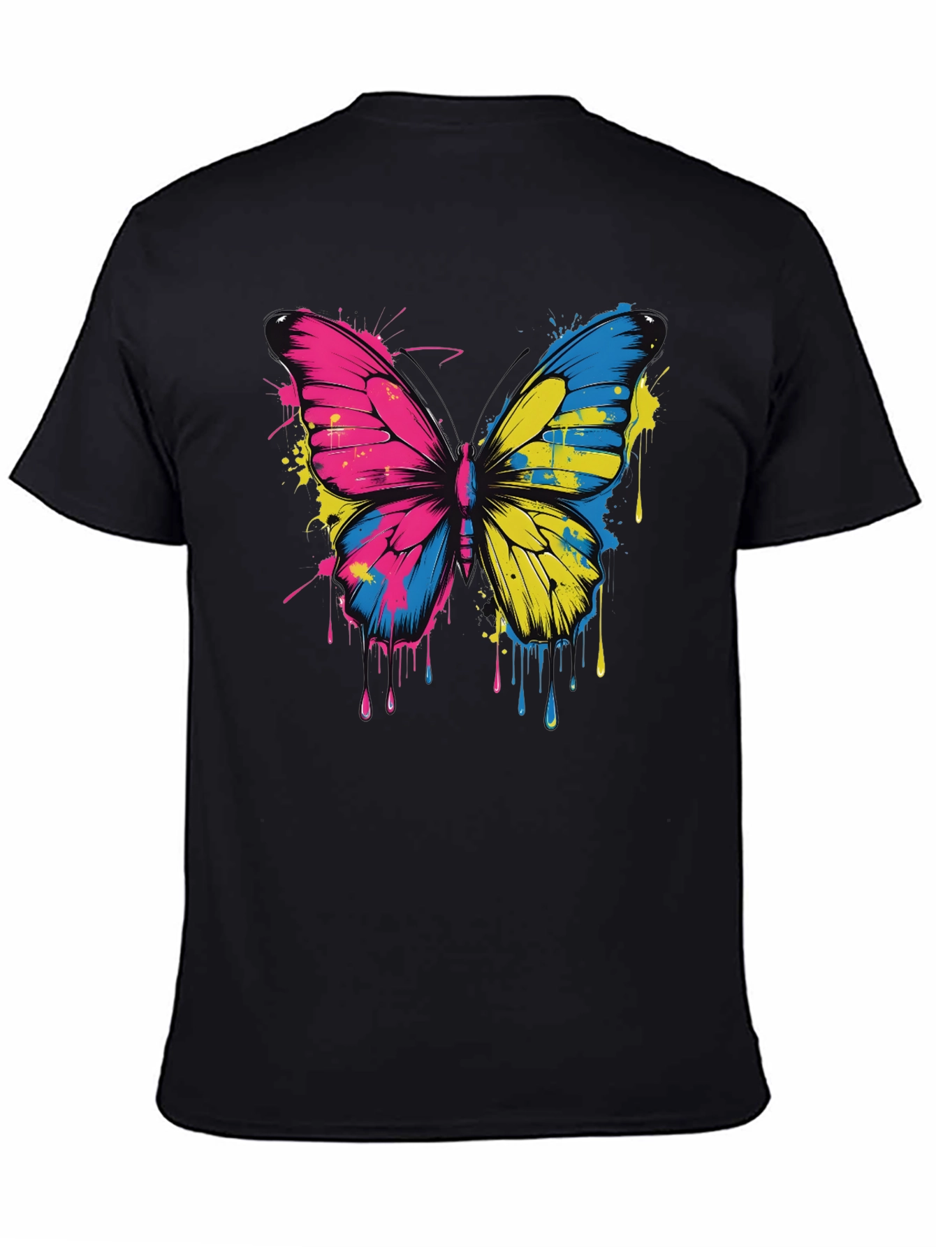 Black Butterfly Splash Tee - Colorful Graphic T-Shirt view 4