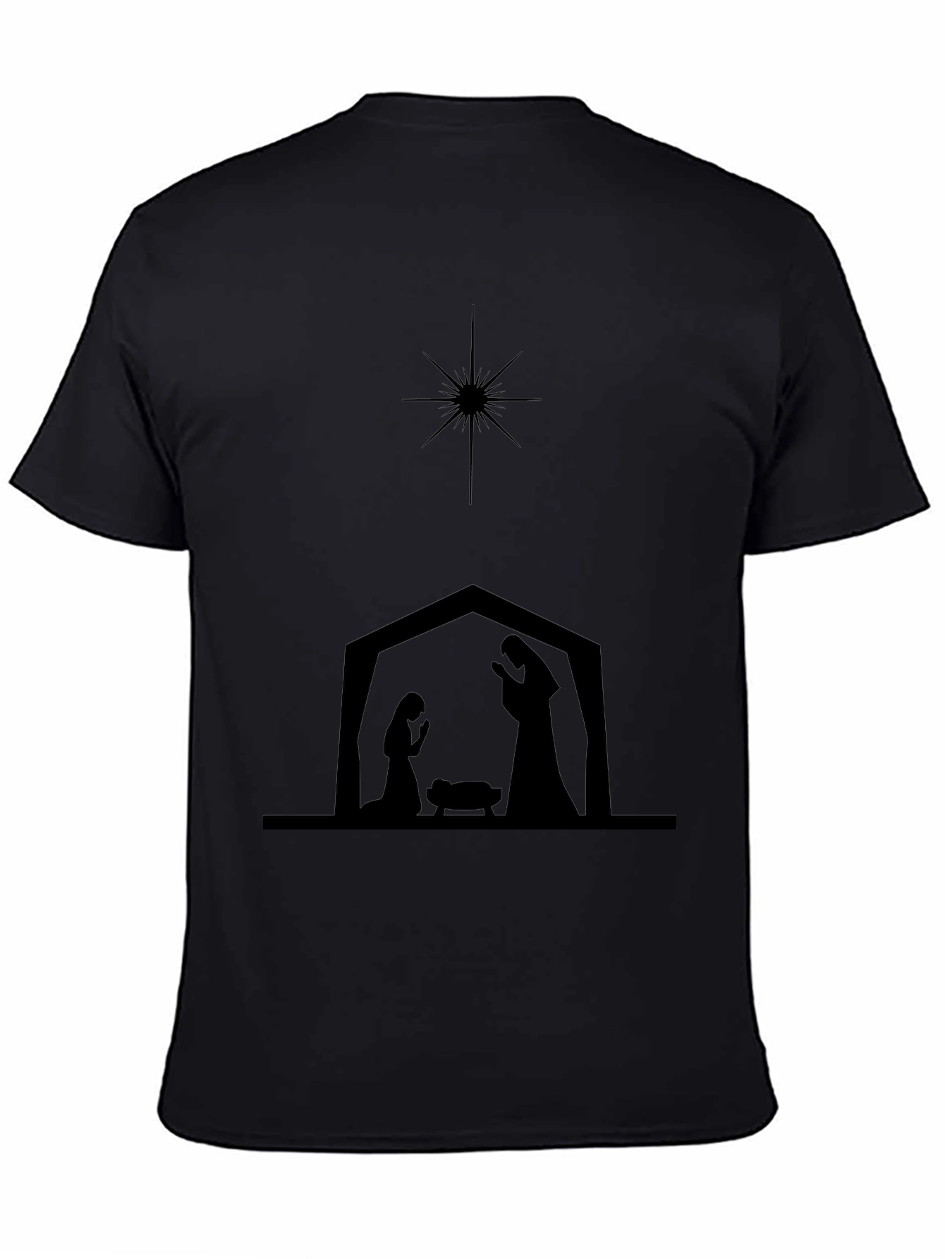 Nativity Scene Silhouette Black T-Shirt - 4