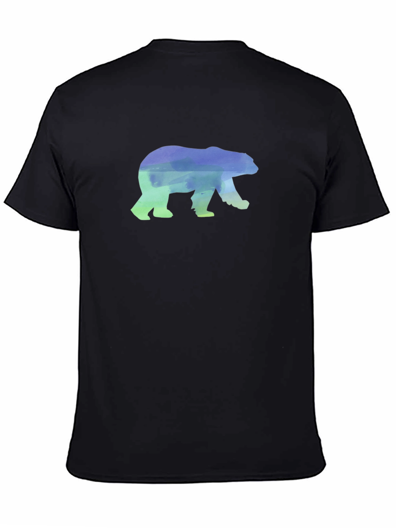 Black Watercolor Bear Graphic Tee - Black Unisex Shirt view 4