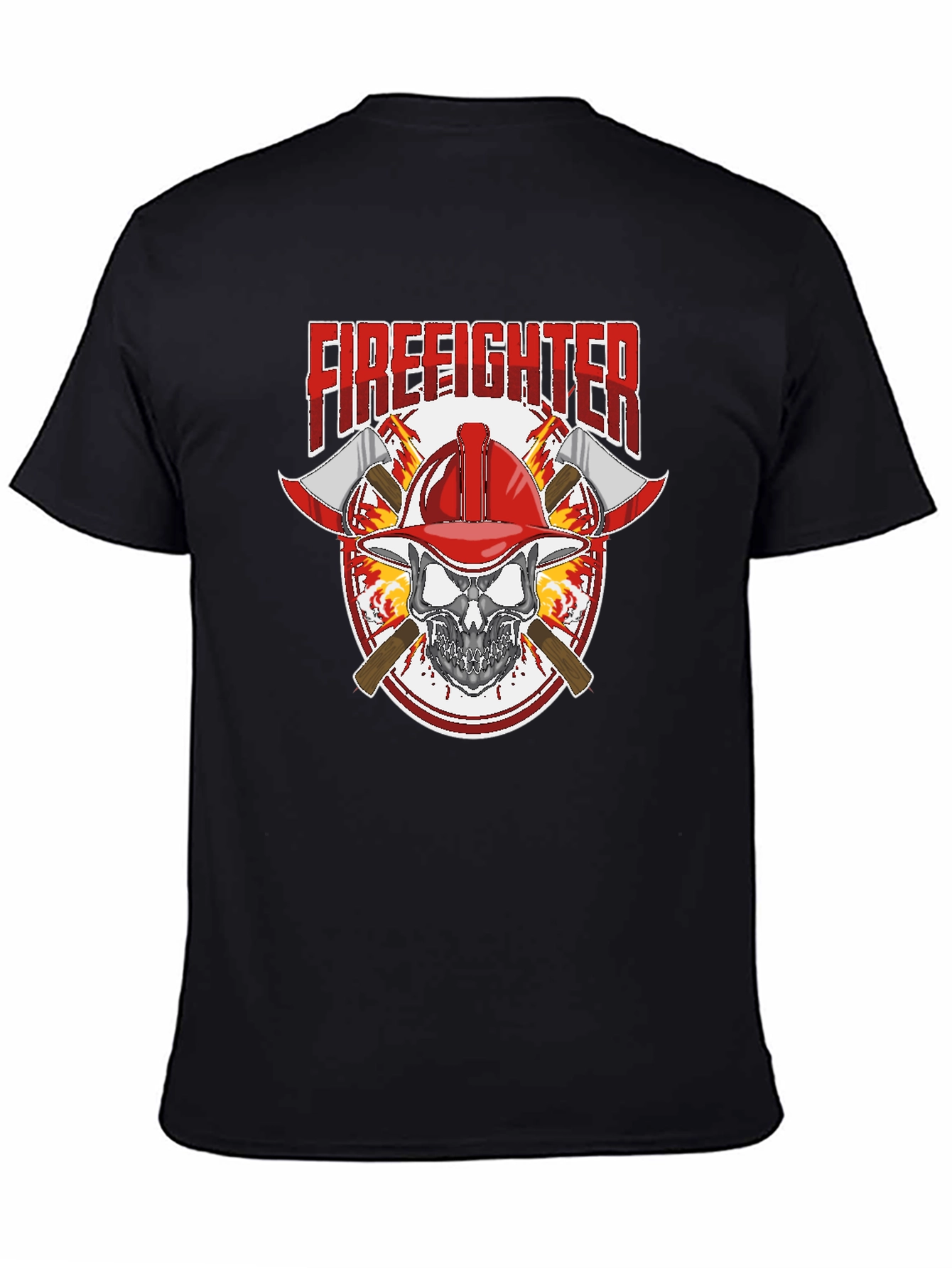 Black Firefighter Skull Graphic Tee view 4