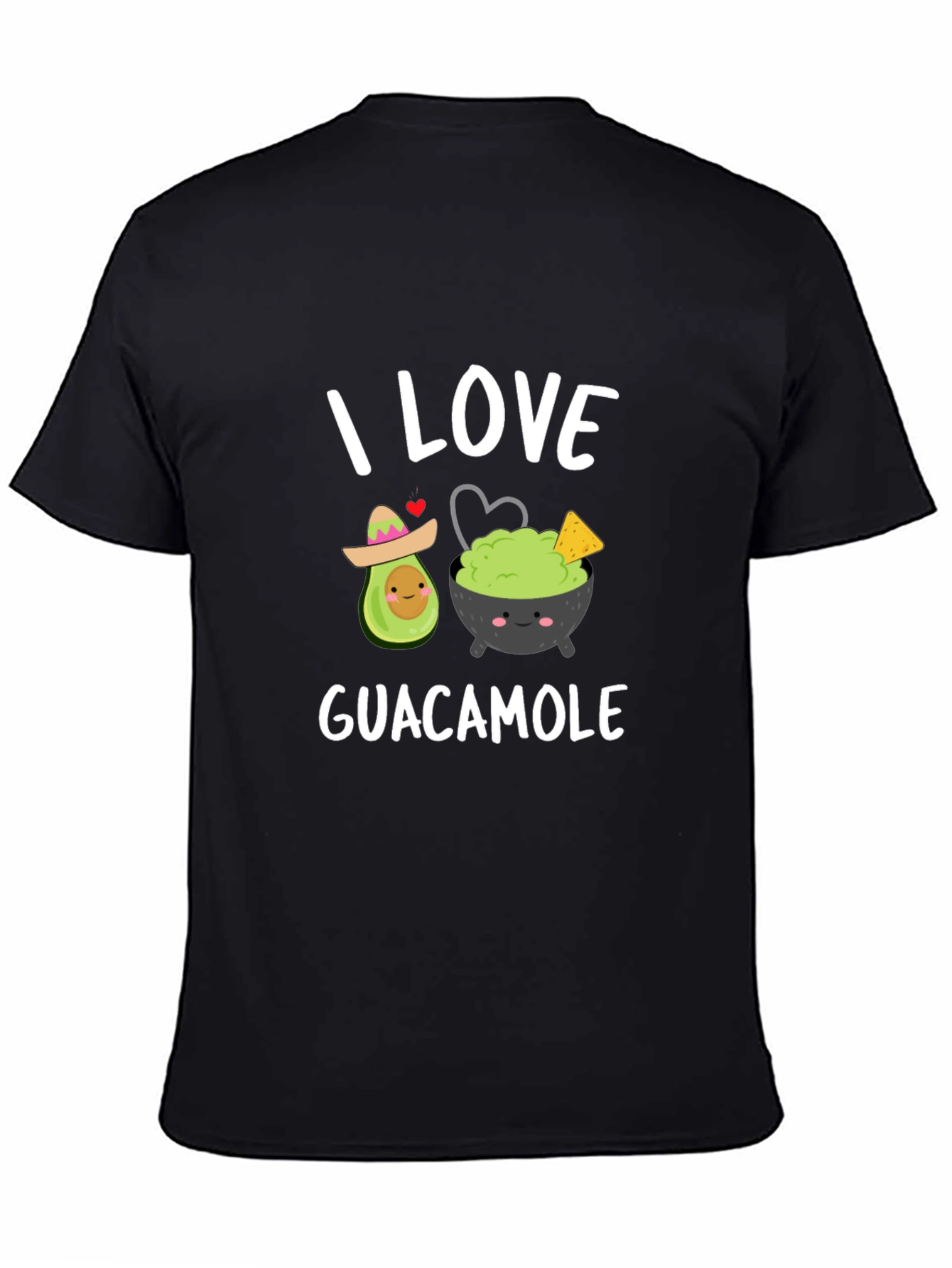Black I Love Guacamole T-Shirt - Avocado & Dip Design view 4