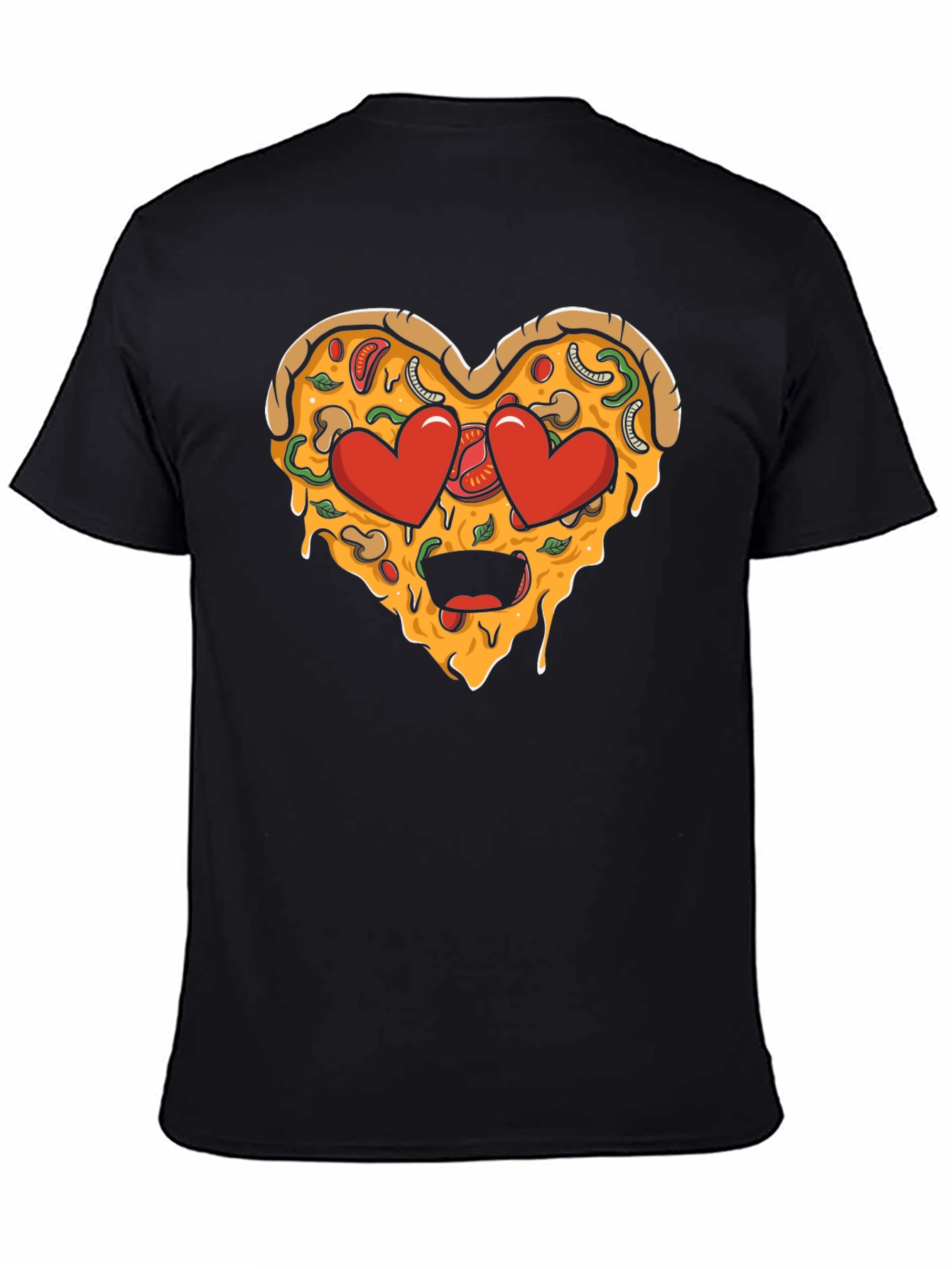 Black Pizza Heart Graphic Tee - Funny Food Lover T-Shirt view 4