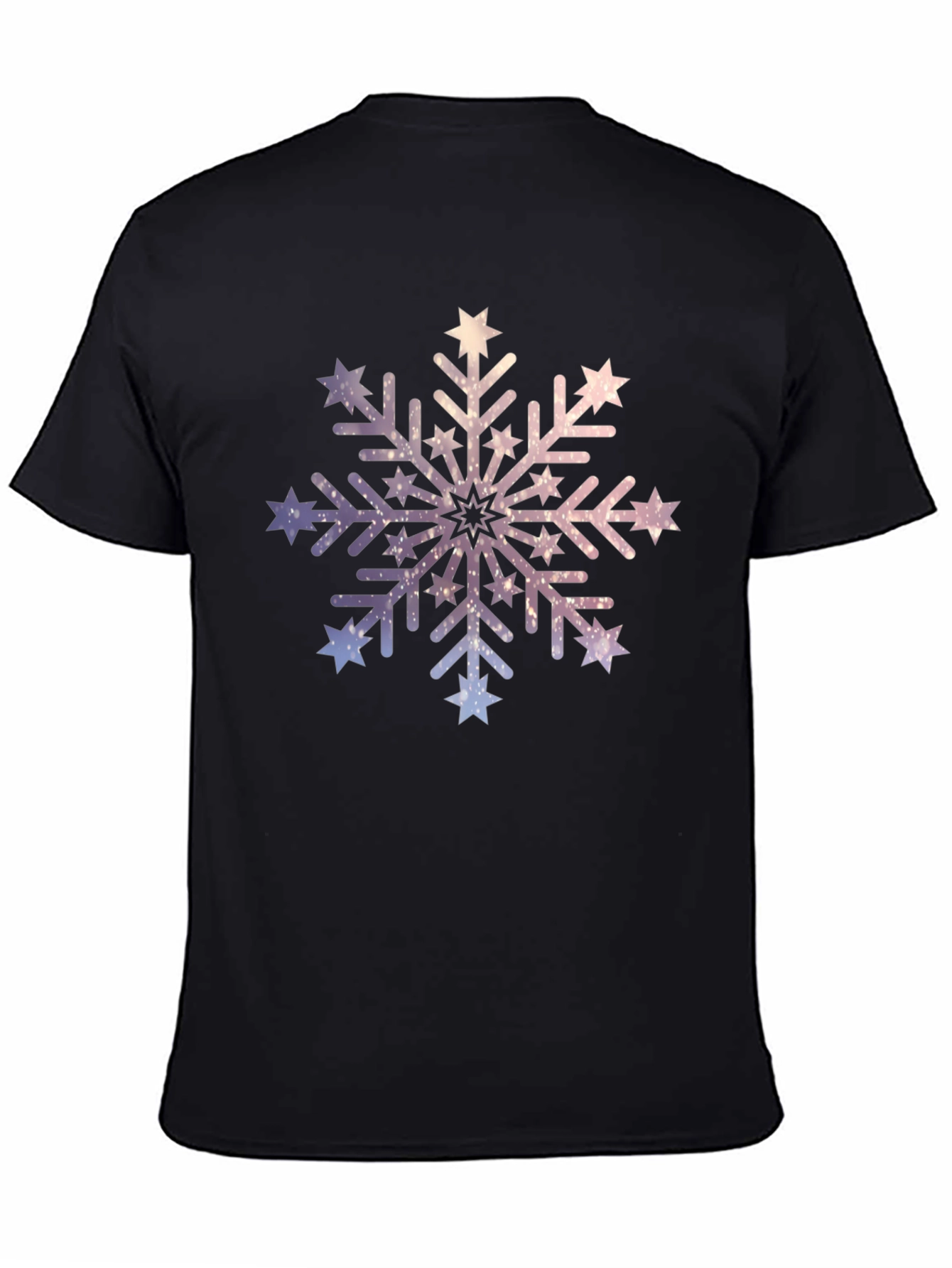 Black Stylish Galaxy Snowflake Graphic T-Shirt view 4