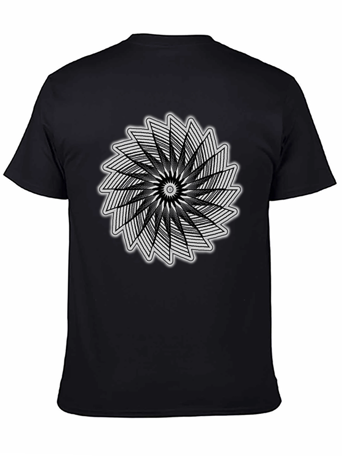 Black Geometric Optical Illusion Tee - Abstract Art Shirt view 4