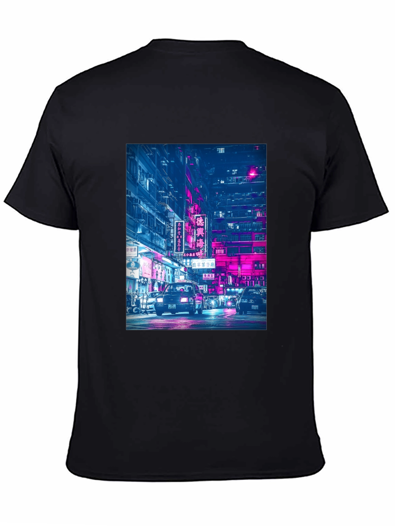Black Night City Neon T-Shirt view 4