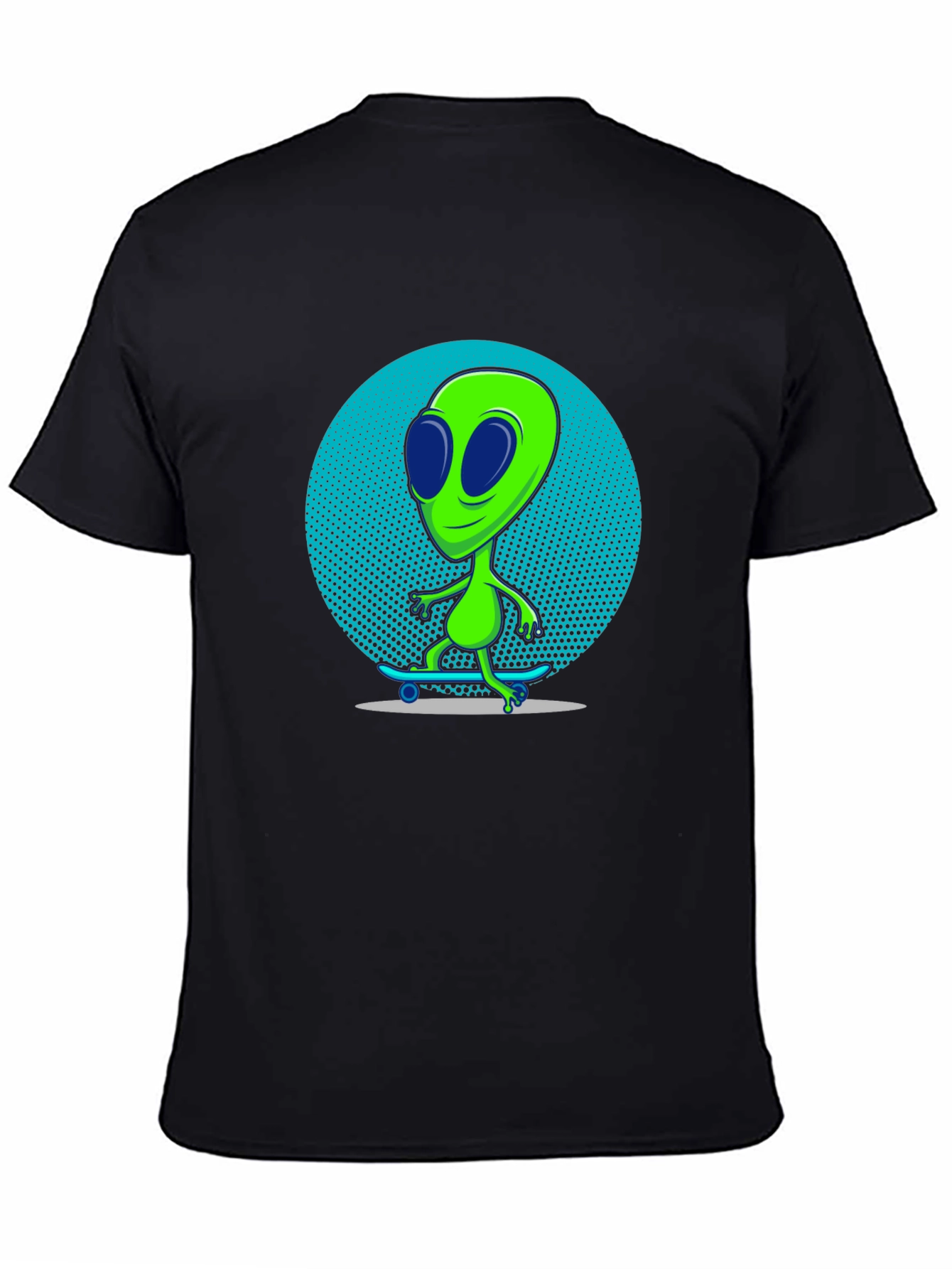 Black Alien Skateboarder Graphic T-Shirt - Black view 4