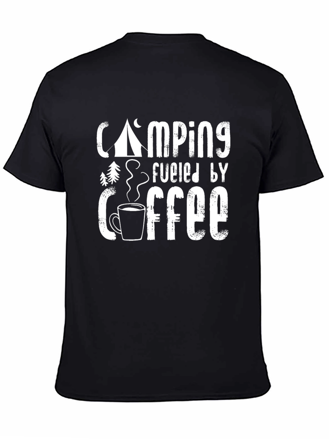 Black Camping Fueled By Coffee Graphic Tee view 4