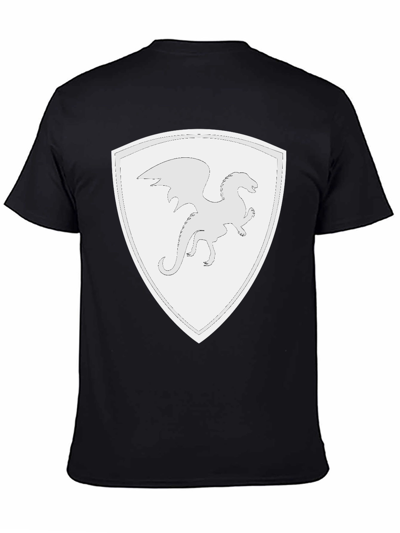 Black Dragon Shield Black T-Shirt - Fantasy Tee view 4