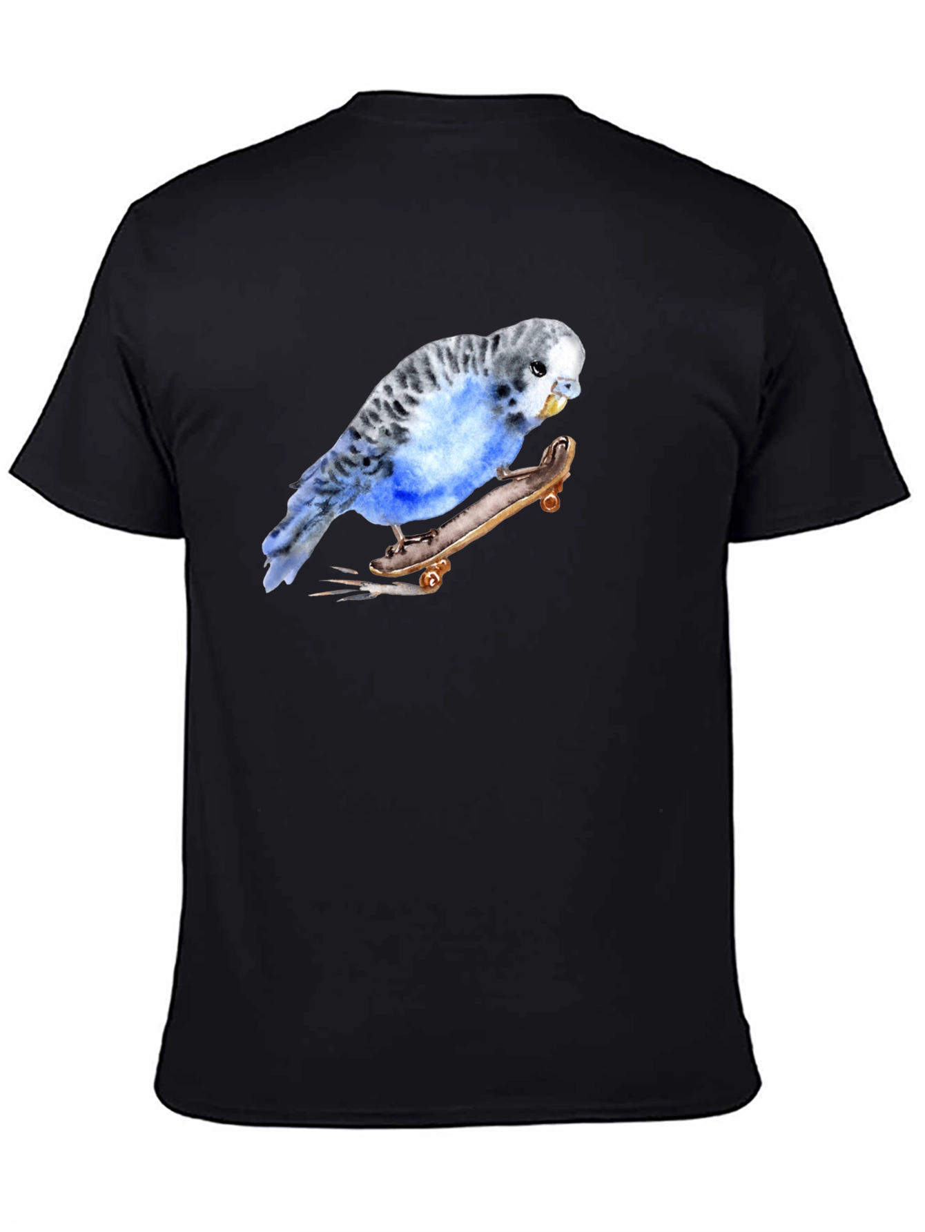 Black Parakeet Skateboard Graphic Tee - Unique Bird Lover Design view 4