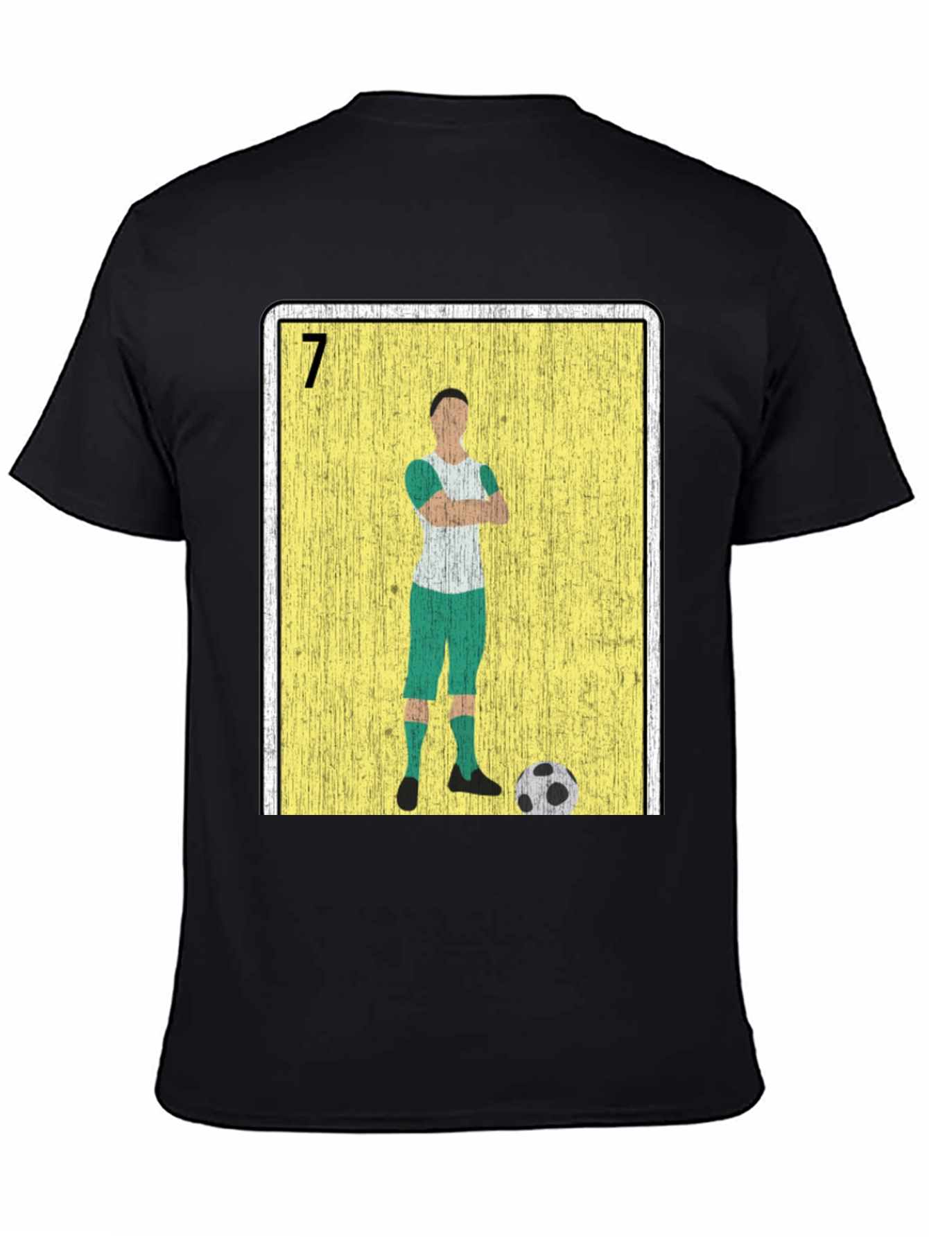 Black Soccer Player Loteria Card Graphic T-Shirt view 4