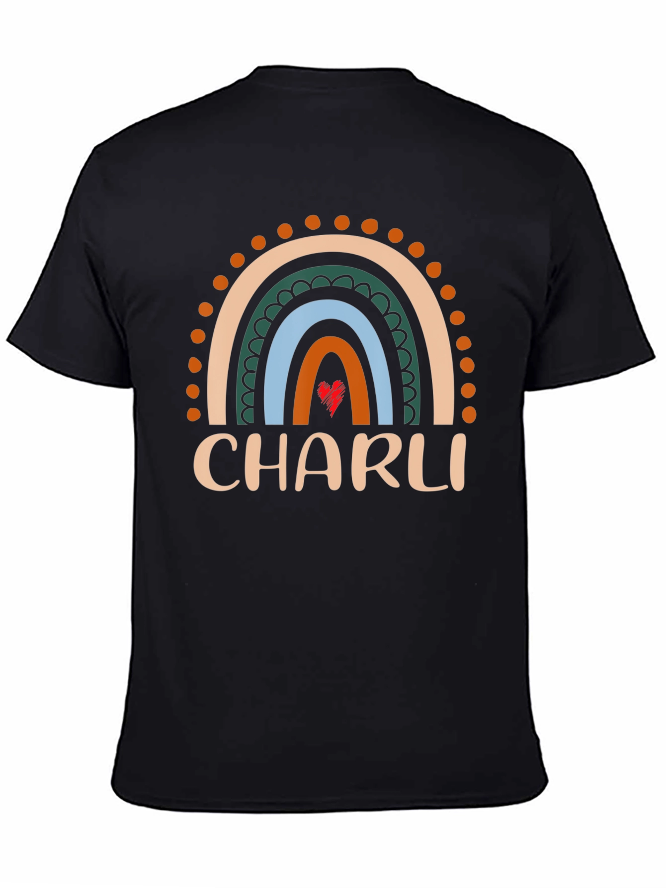 Black CHARLI Rainbow Graphic Tee - Custom Name Shirt view 4