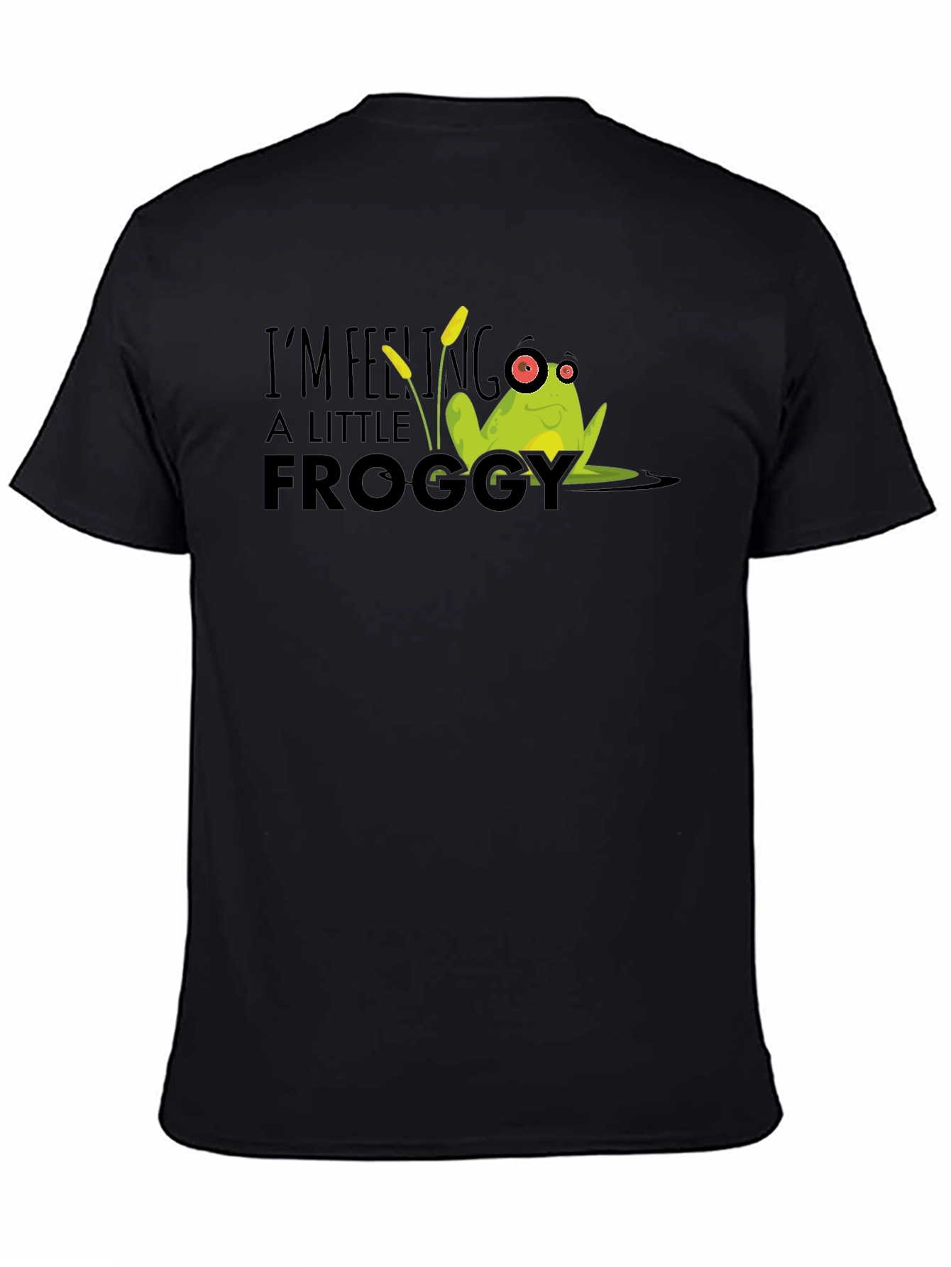 Black Feeling Froggy T-Shirt - Funny Graphic Tee view 4