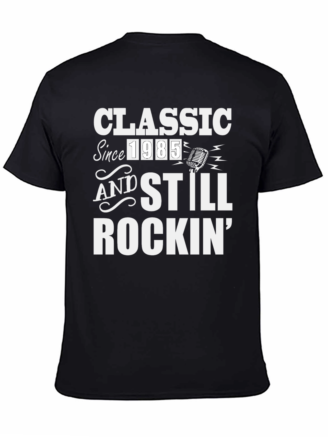 Black Classic Since 1985 T-Shirt - Rockin' Birthday Tee view 4