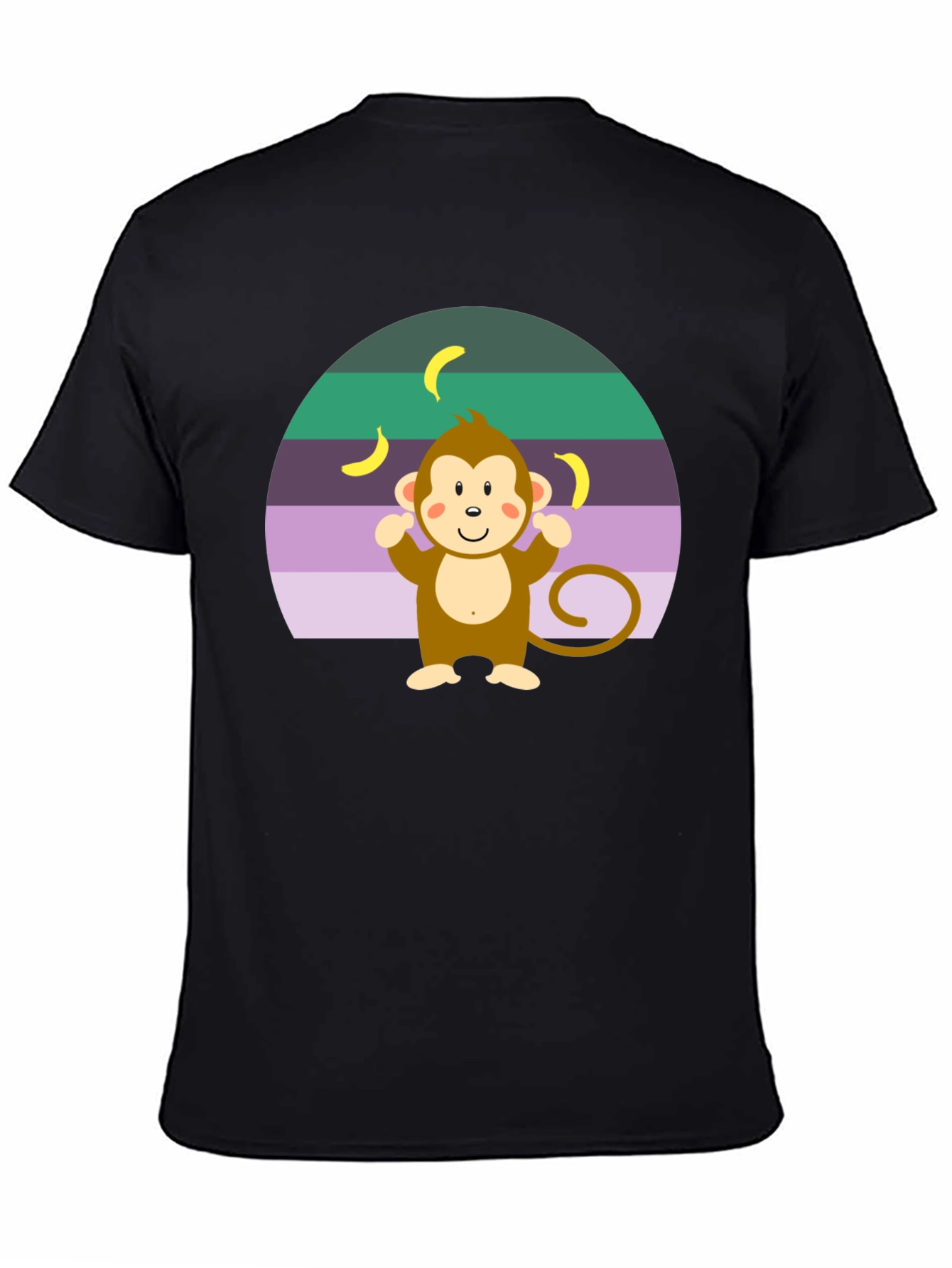 Black Monkey Banana T-Shirt Funny Cartoon view 4