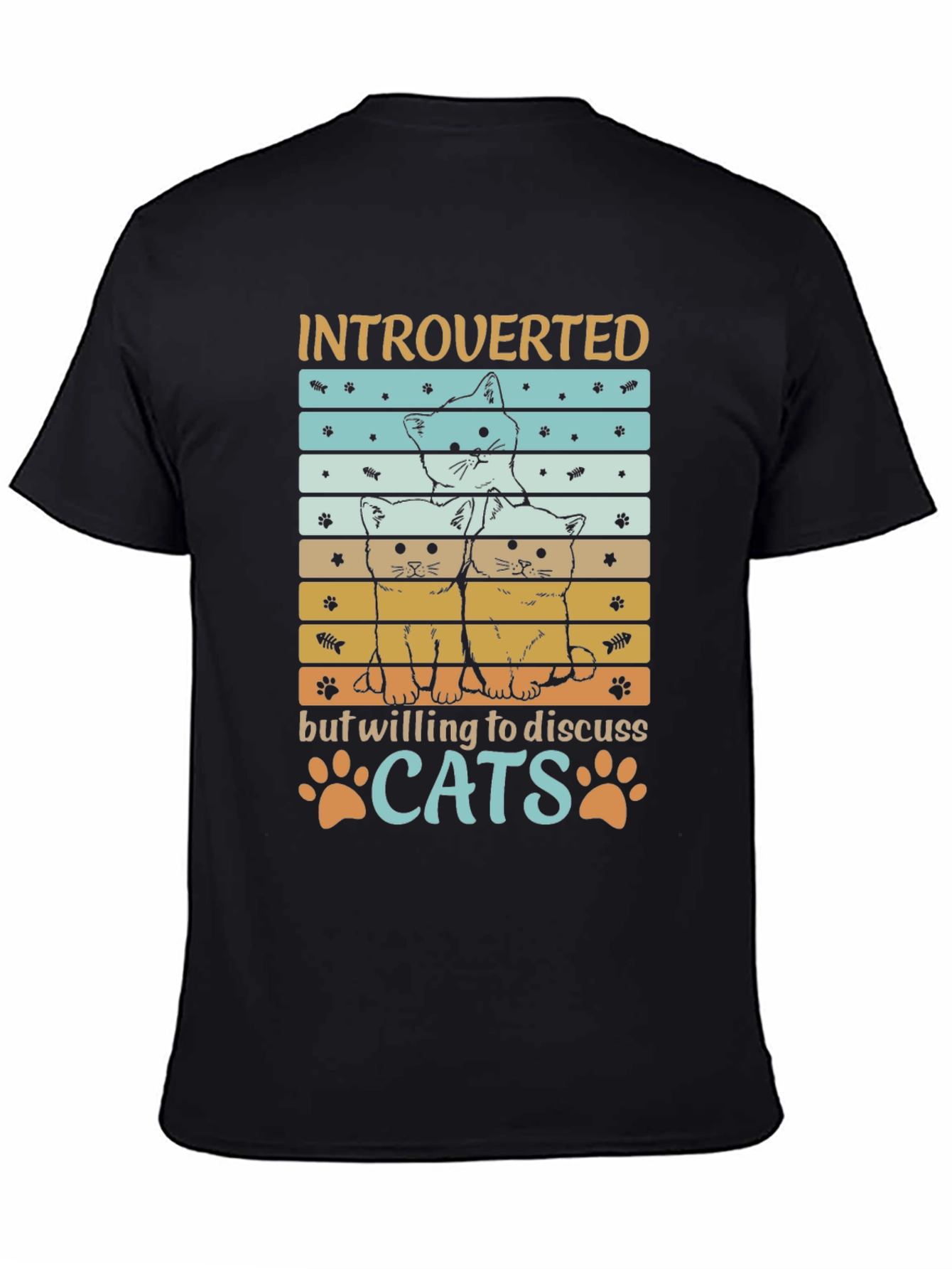 Black Introverted Cats Graphic Tee - Soft Cotton Blend view 4