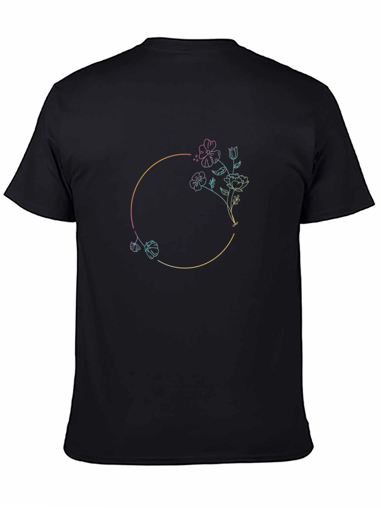 Black Floral Circle Graphic Tee - Stylish & Unique view 4