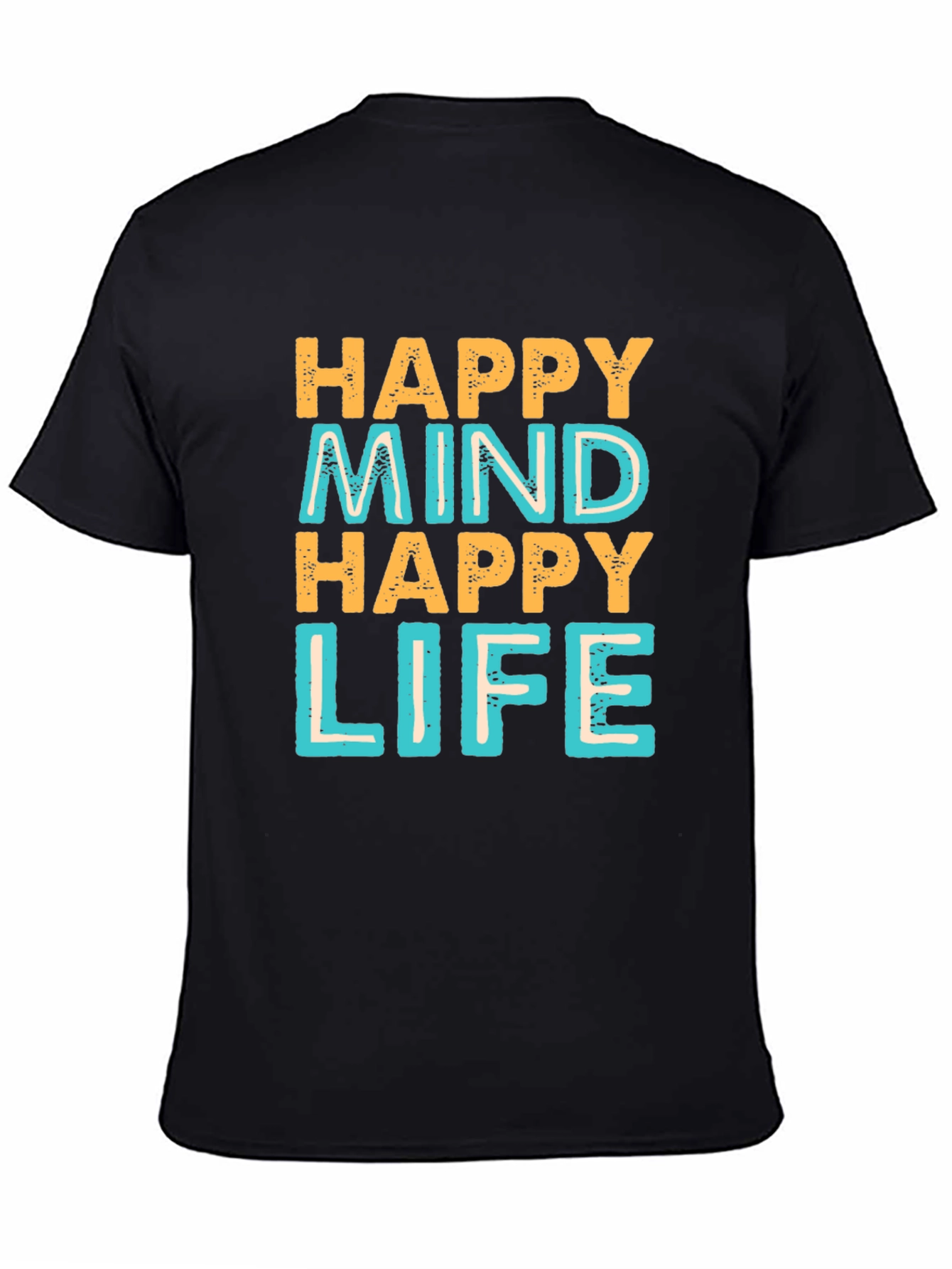 Black Happy Mind Happy Life Graphic Tee view 4