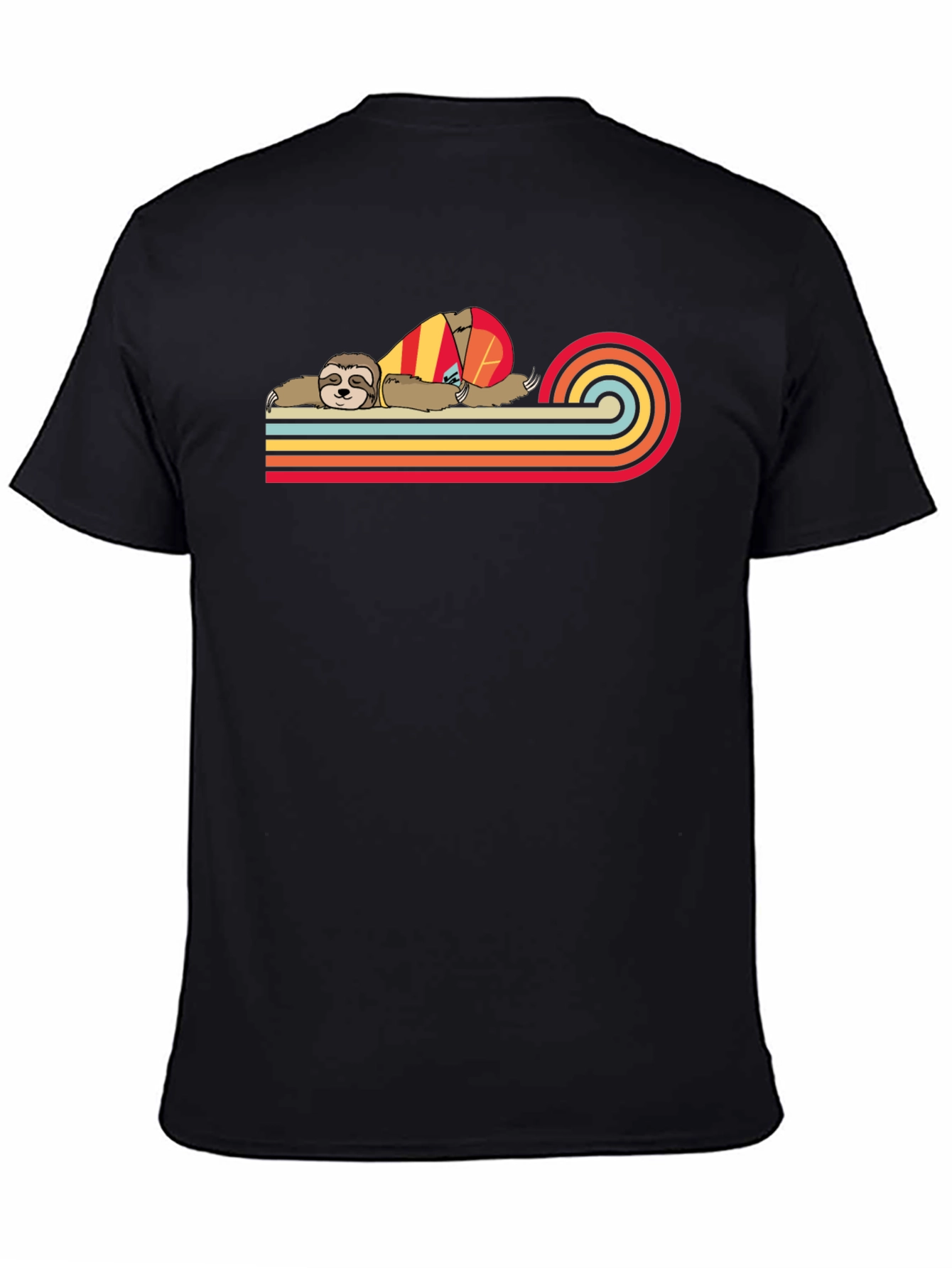 Black Retro Sloth T-Shirt - Relaxed Style view 4
