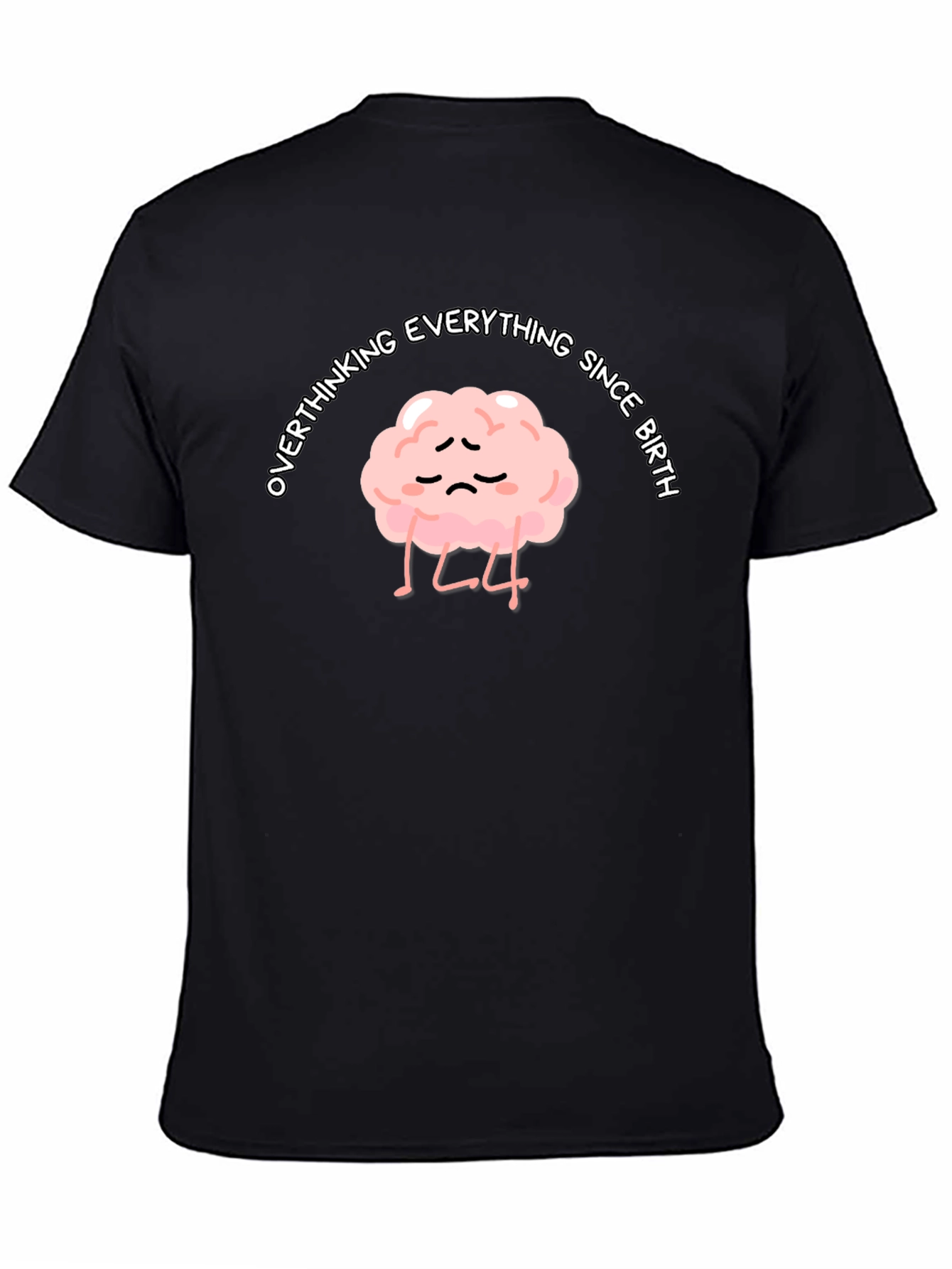Black Overthinking Brain Graphic Tee - Unisex Black T-Shirt view 4