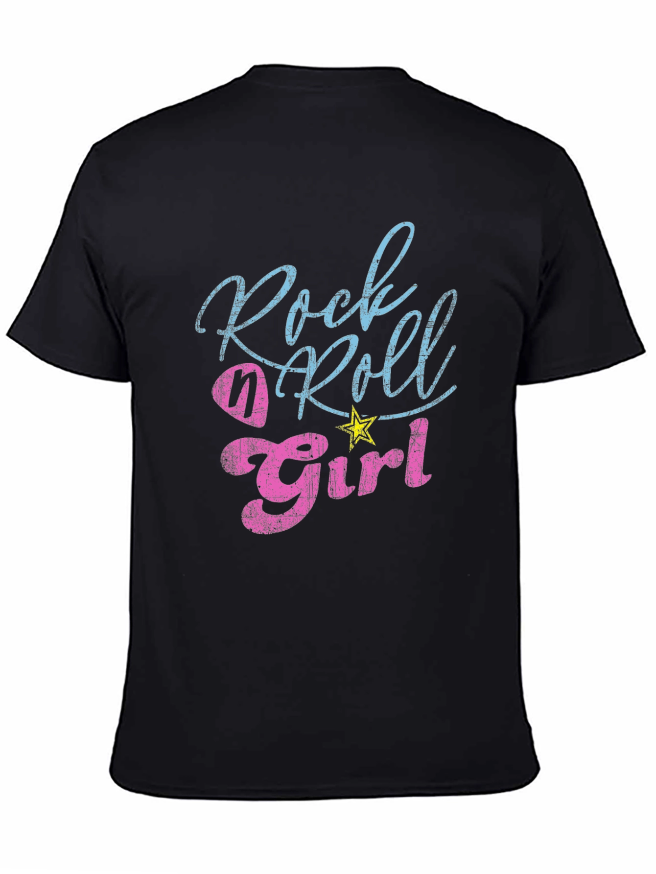 Black Rock n Roll Girl Tee - Distressed Graphic T-Shirt view 4