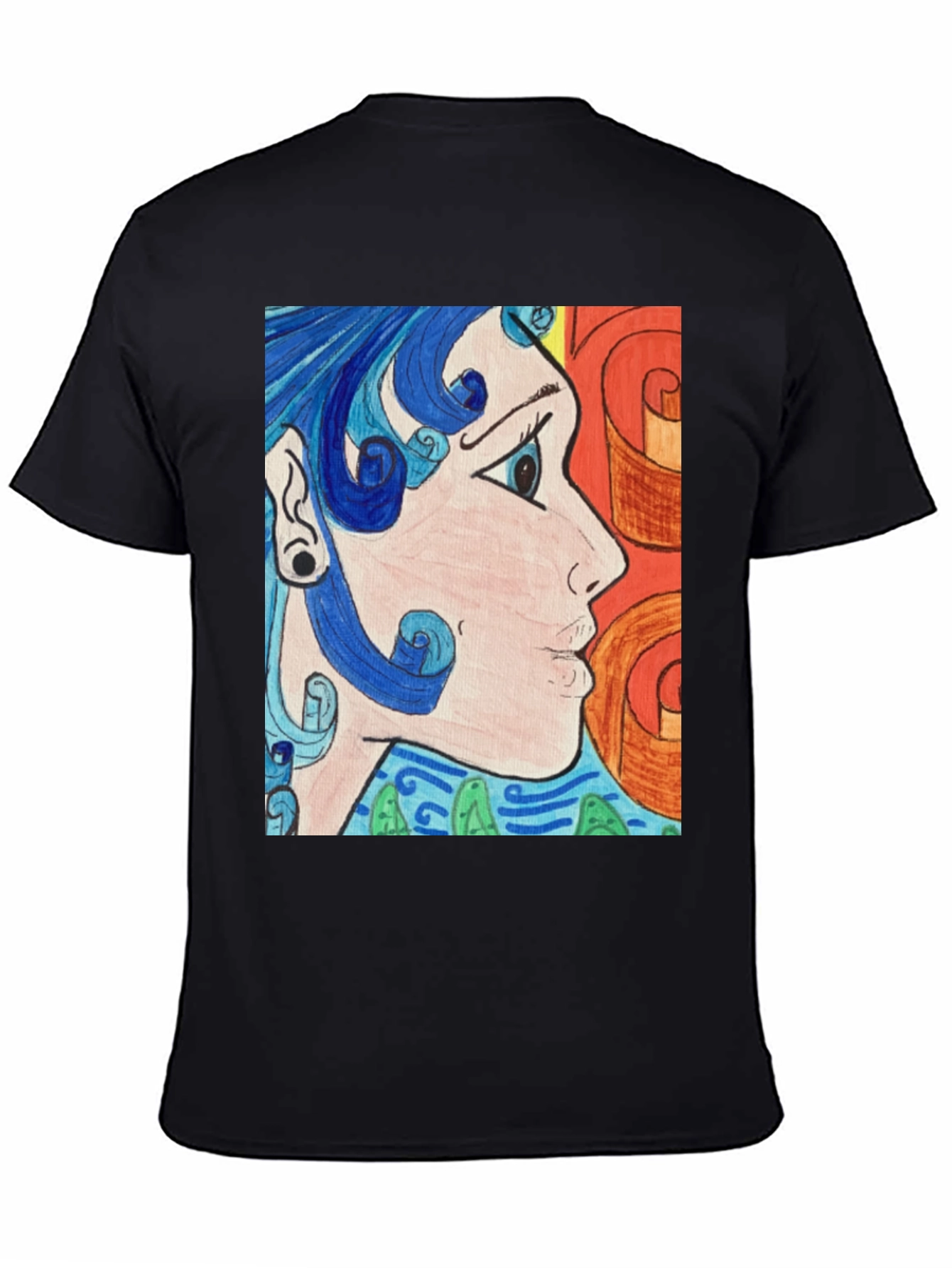 Black Abstract Art Graphic Tee - Black Unisex Shirt view 4