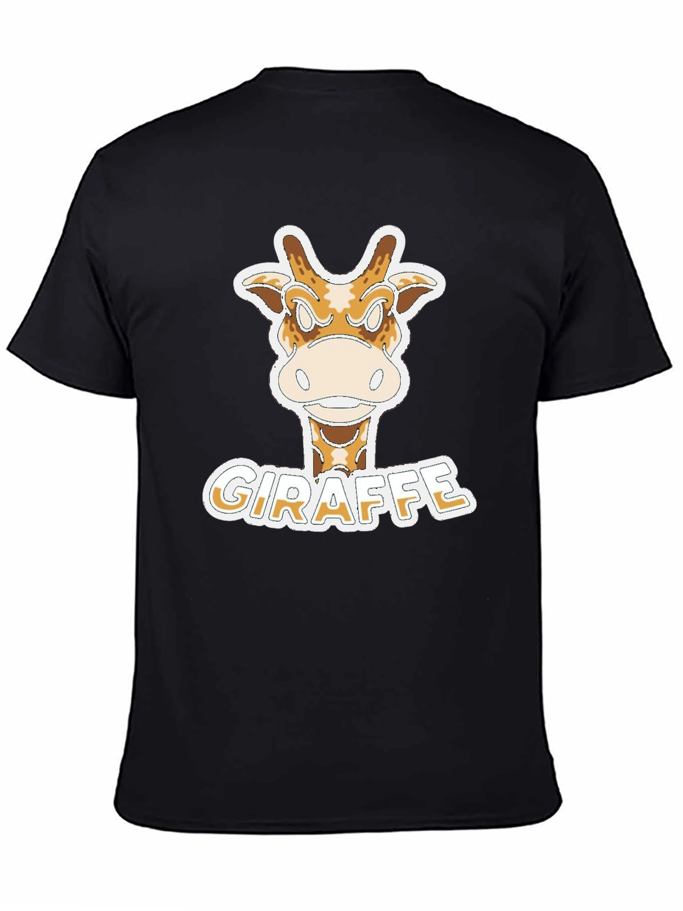 Black Funny Giraffe Cartoon T-Shirt - Novelty Graphic Tee view 4