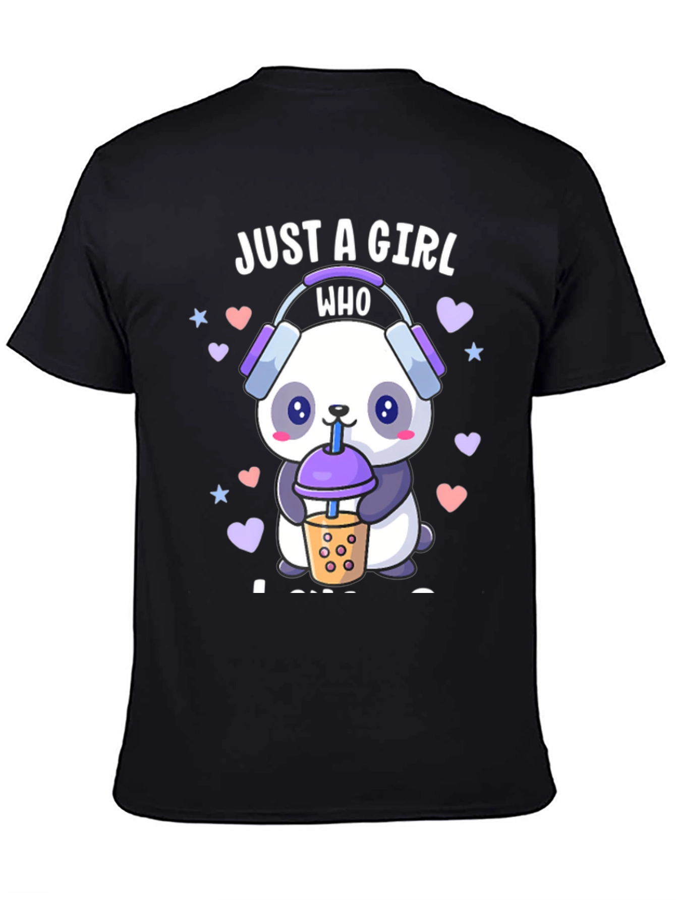 Black Just a Girl Who Loves Pandas T-Shirt view 4