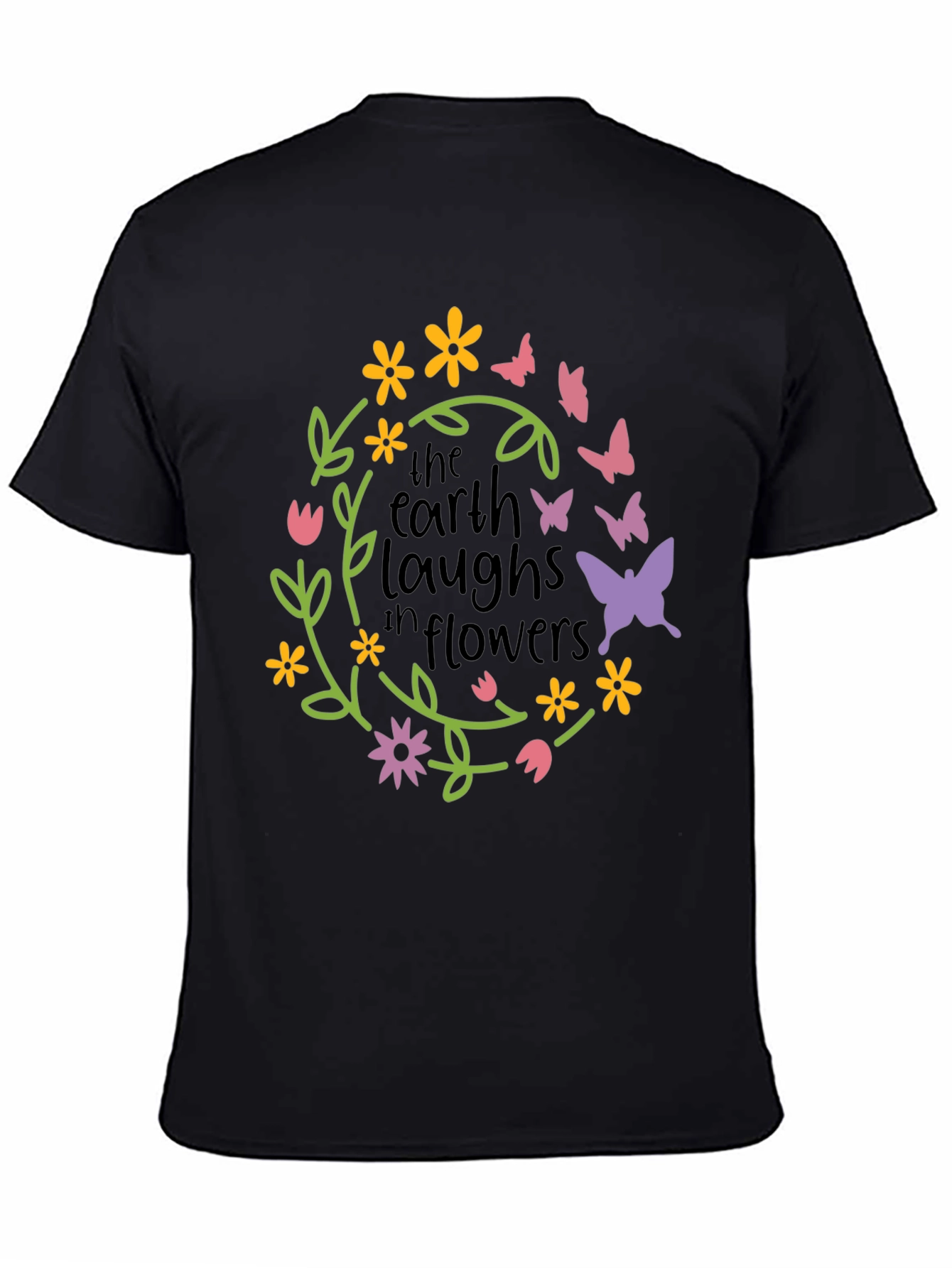 Black Earth Laughs in Flowers Graphic Tee view 4