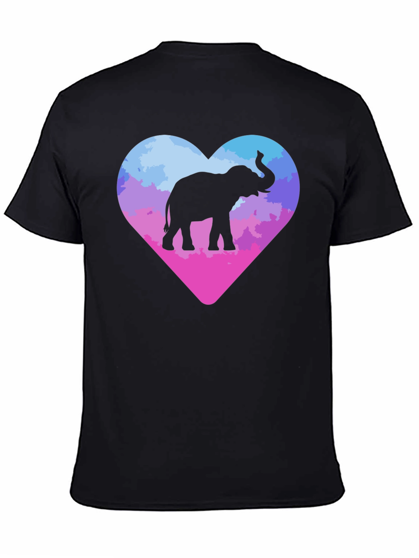 Black Elephant Heart Graphic Tee - Trendy Animal Lover Shirt view 4