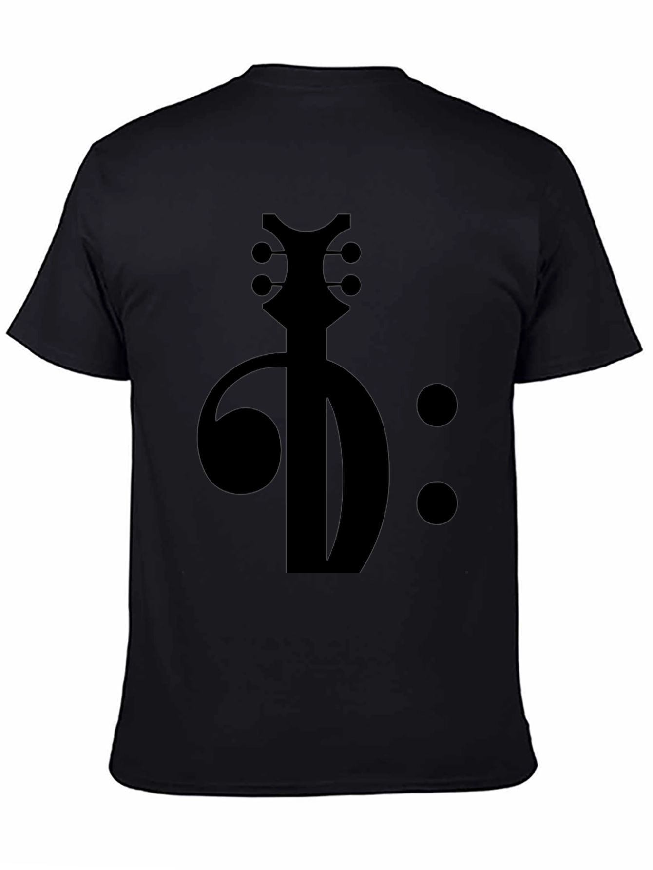 Black Bass Clef Guitar T-Shirt - Music Lover Tee view 4