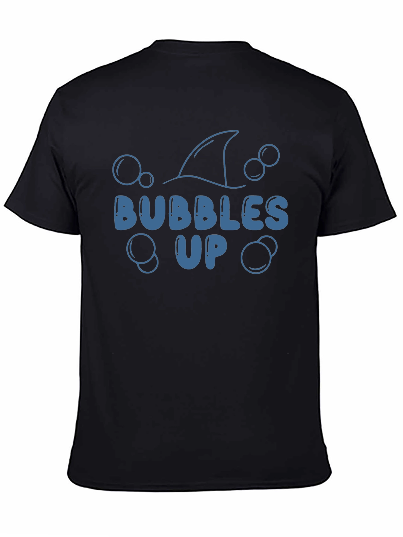 Black Bubbles Up T-Shirt - Shark Fin Design view 4