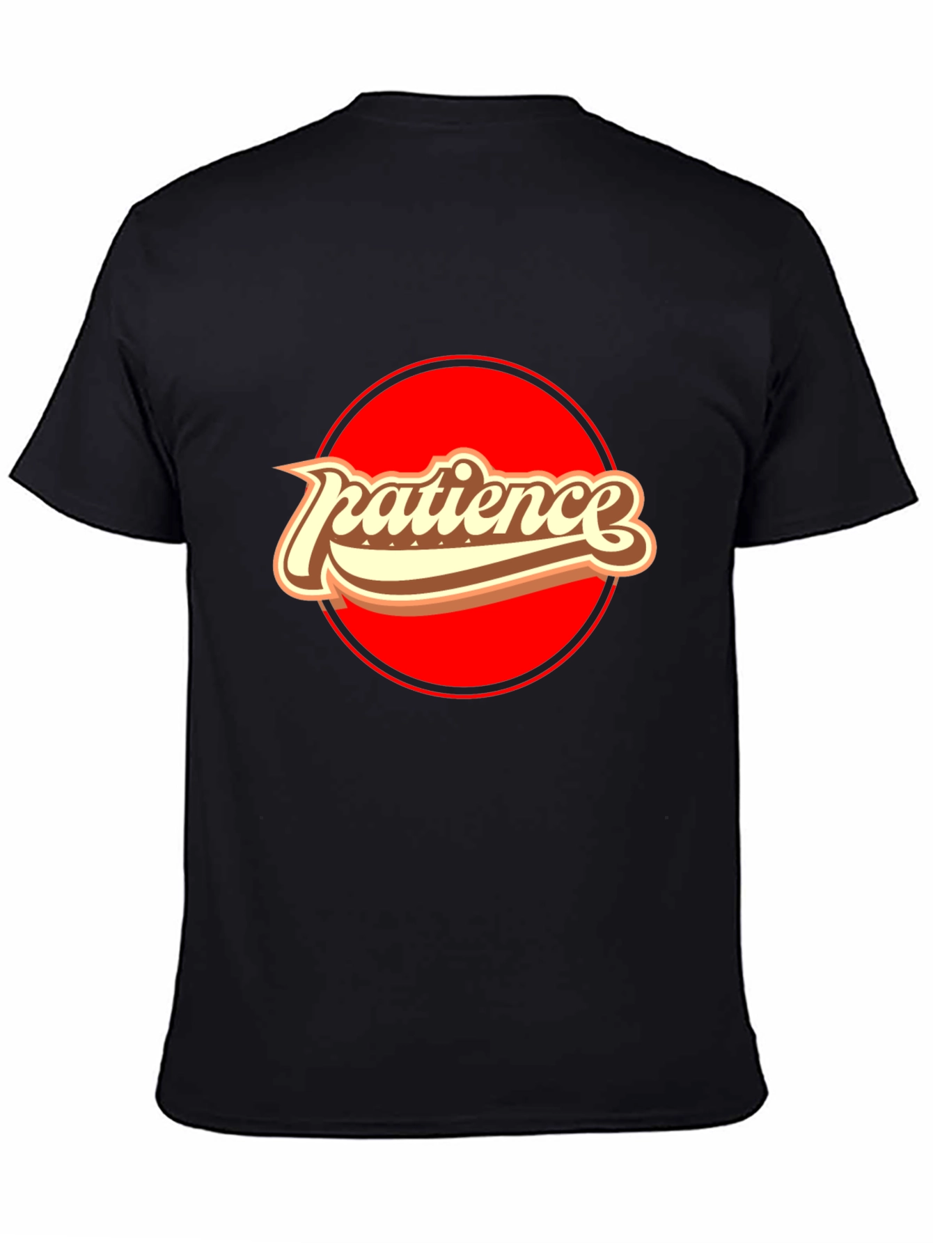 Black Patience Retro Graphic T-Shirt - Comfort Black Tee view 4