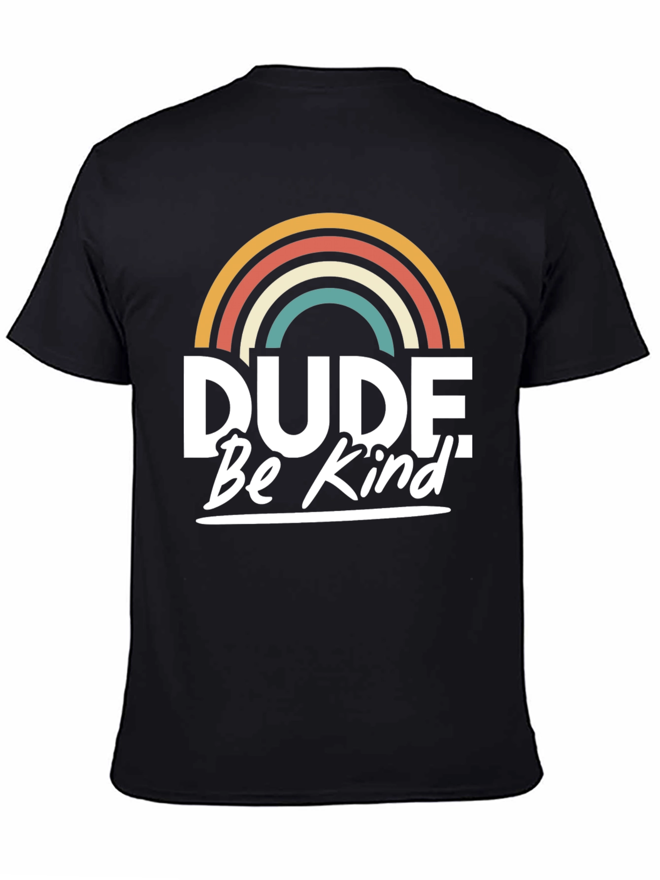Black Dude Be Kind T-Shirt - Retro Rainbow Graphic Tee view 4