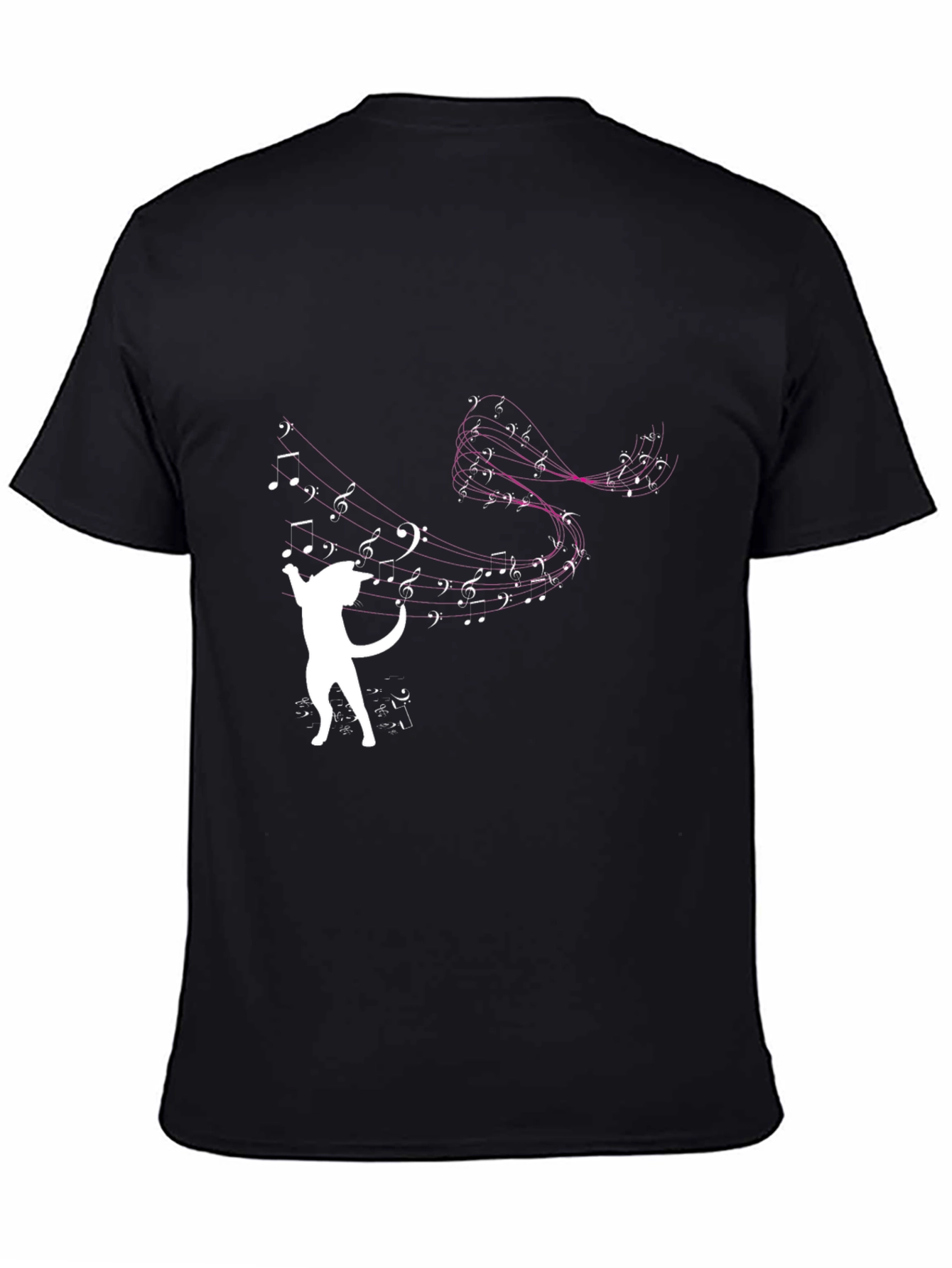 Black Musical Cat T-Shirt - Black Cotton Blend view 4