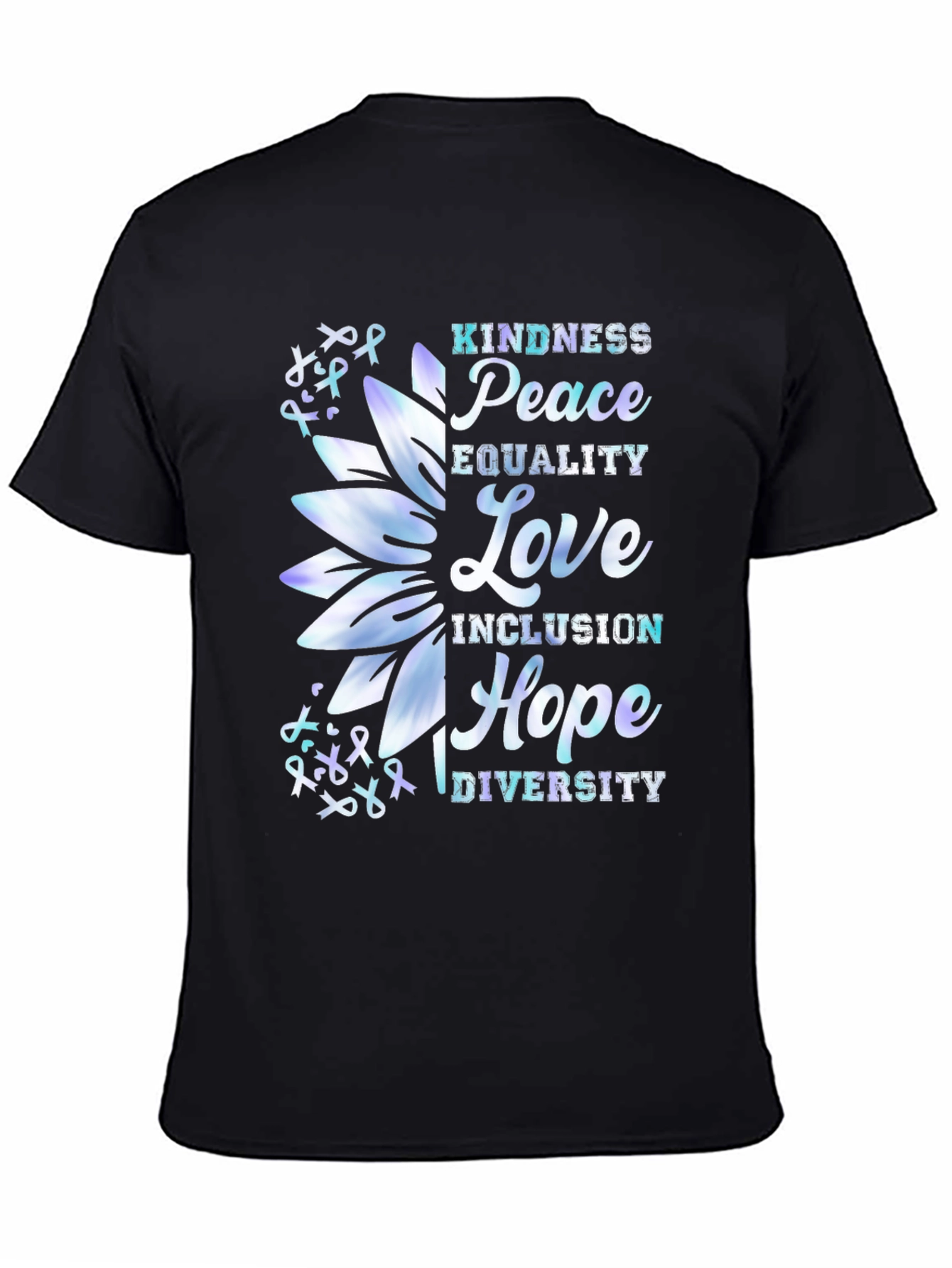 Black Kindness Peace Love Graphic T-Shirt view 4