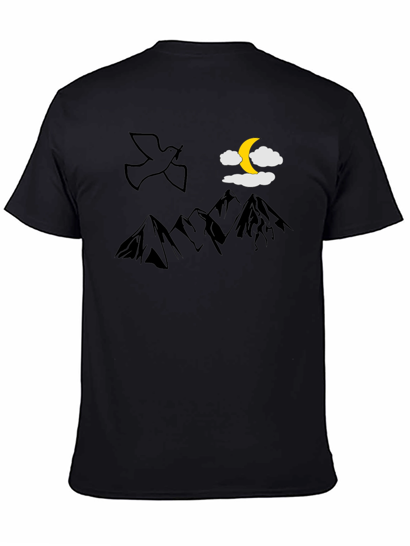 Black Peaceful Night Mountain T-Shirt view 4