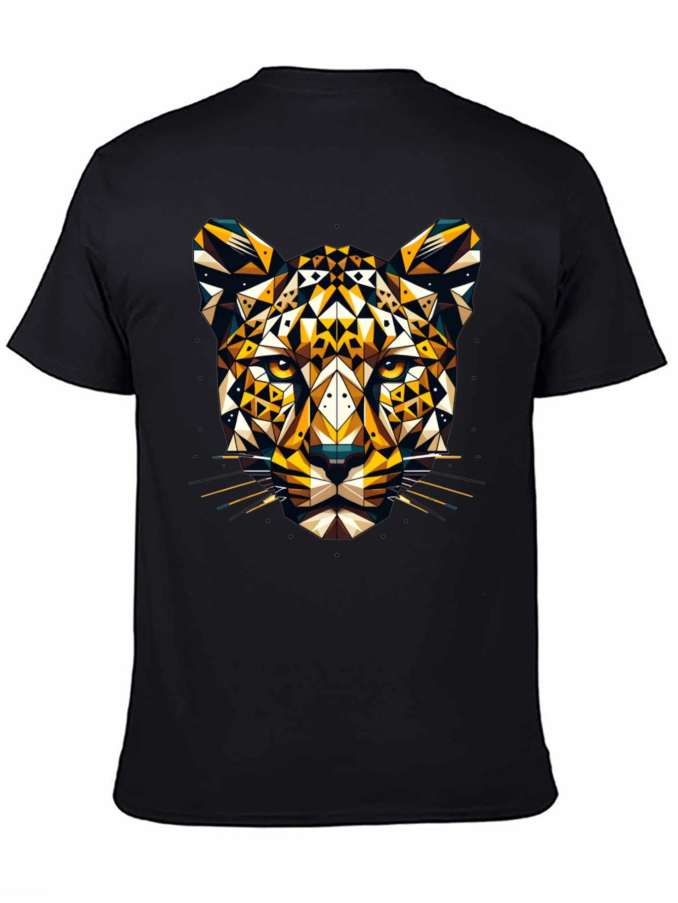 Black Geometric Leopard Graphic Tee - Black view 4