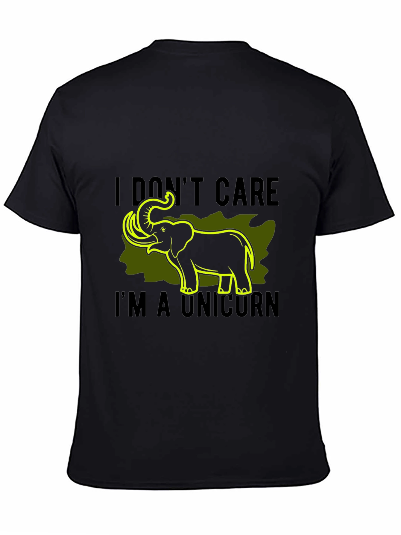 Black Funny I Don't Care I'm A Unicorn Elephant Graphic Tee view 4
