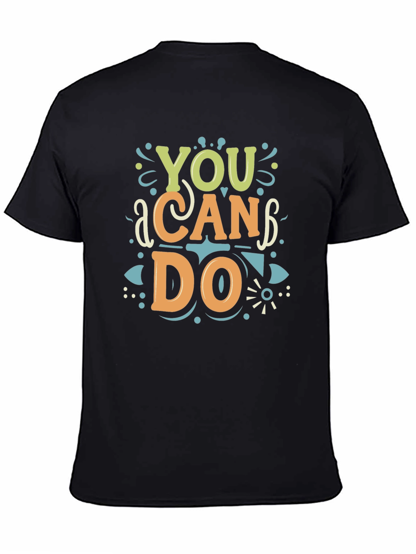 Black You Can Do It Graphic Tee - Black Short Sleeve Cotton T-Shirt view 4