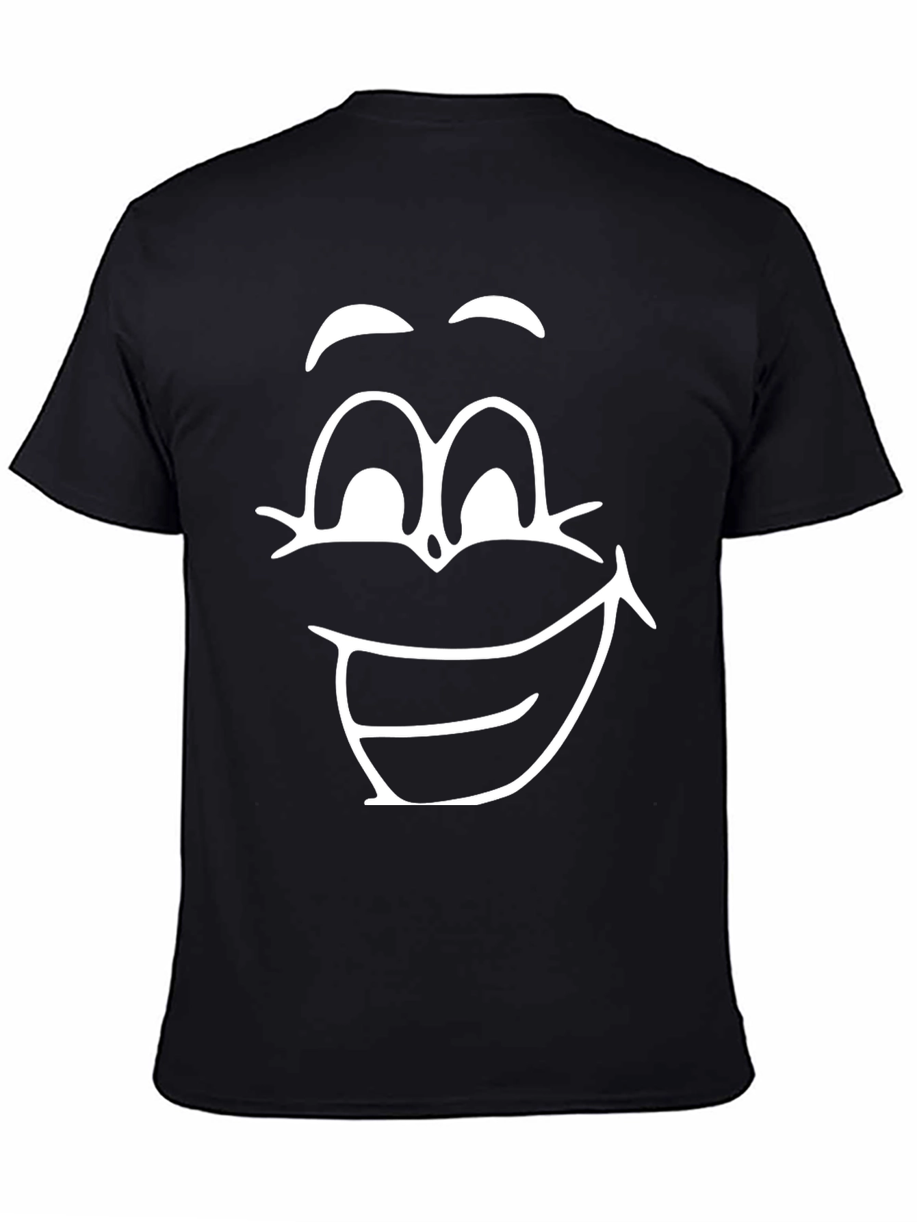 Black Funny Face Graphic Tee - Black Cotton T-Shirt view 4