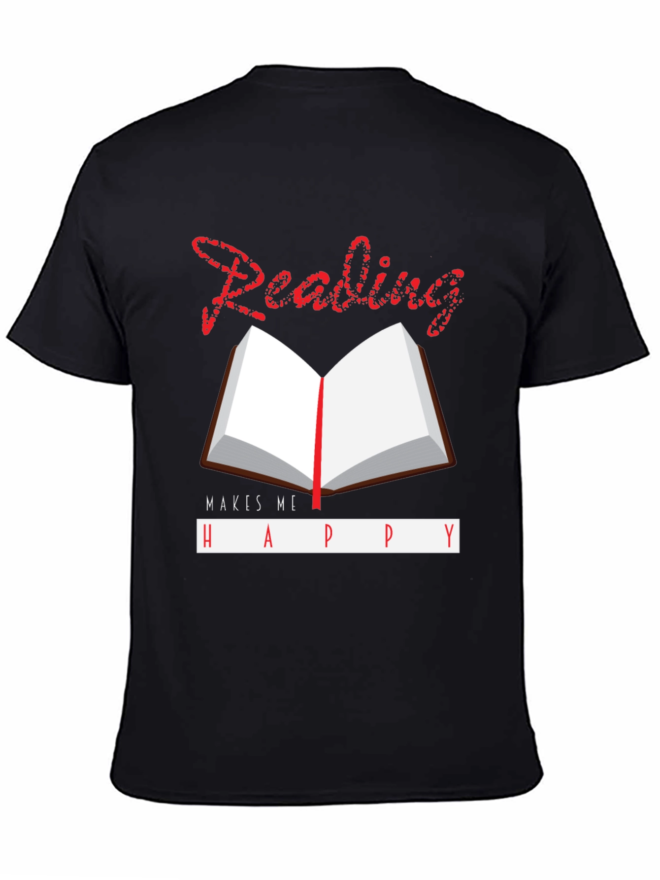 Black Reading Makes Me Happy Graphic T-Shirt view 4