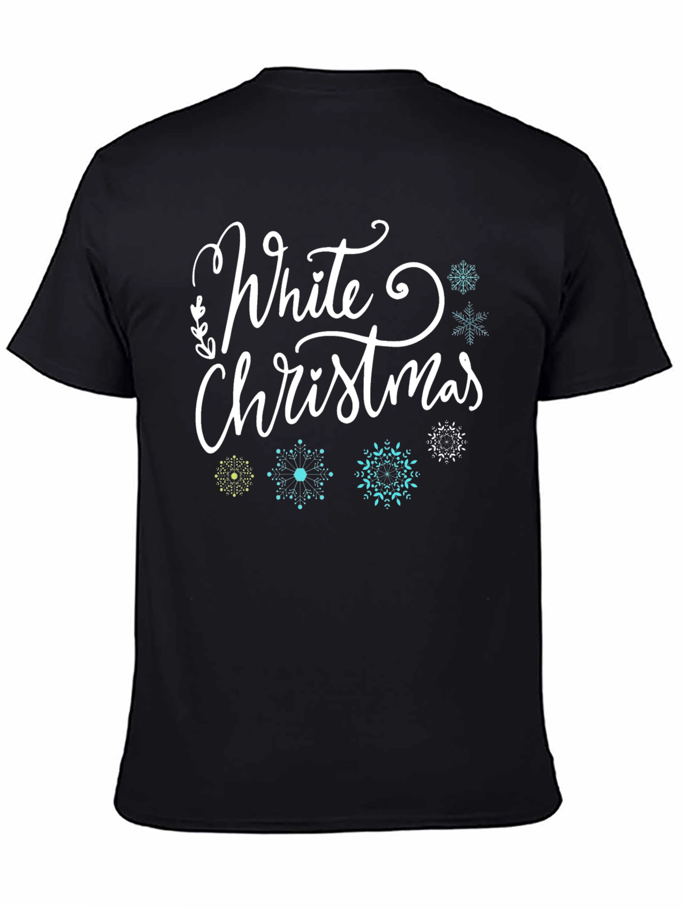 Black White Christmas Snowflake Graphic Tee - Festive Holiday Shirt view 4
