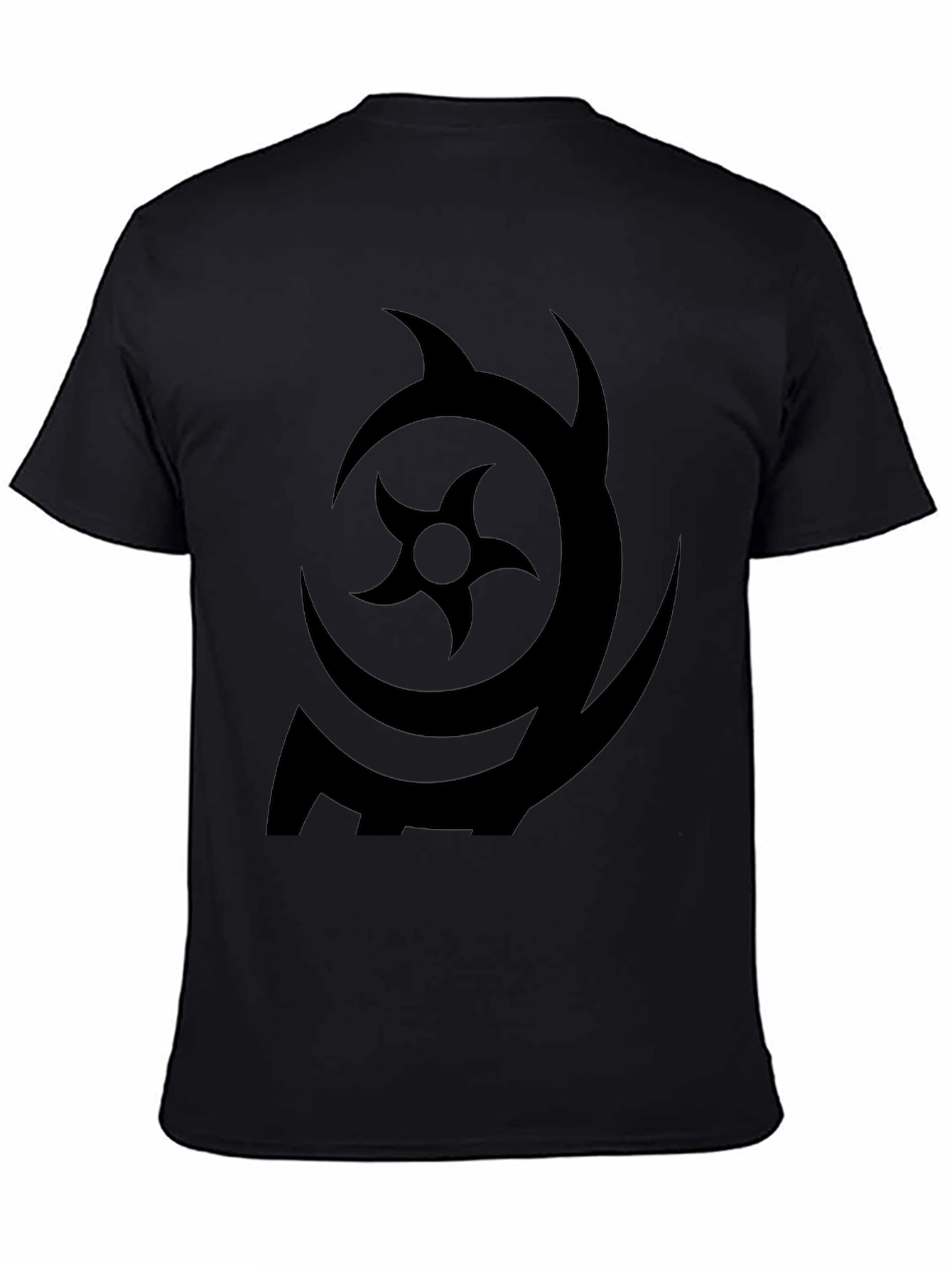 Black Symbol Print Black Crew Neck T-Shirt view 4