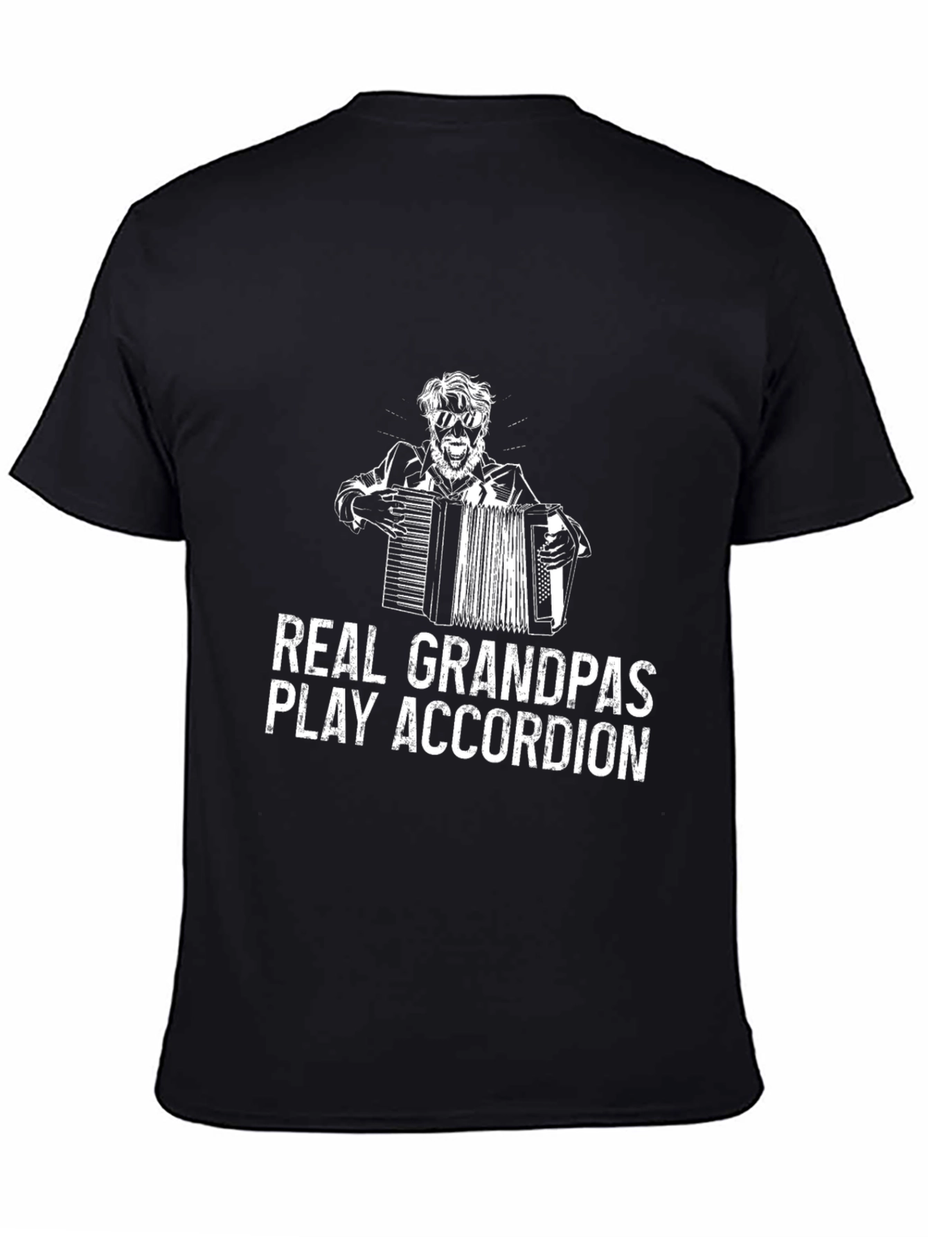 Black Real Grandpas Play Accordion Black T-Shirt view 4