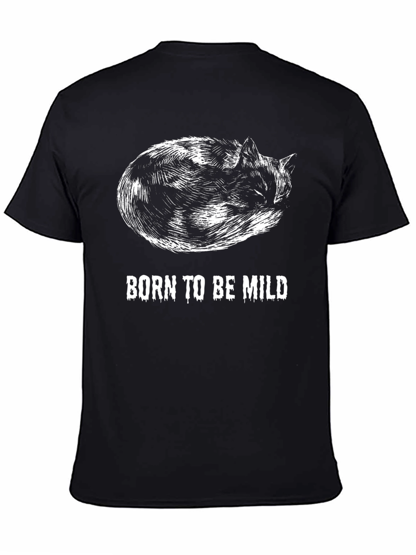 Black Born to be Mild Cat T-Shirt - Comfy Cotton Tee view 4