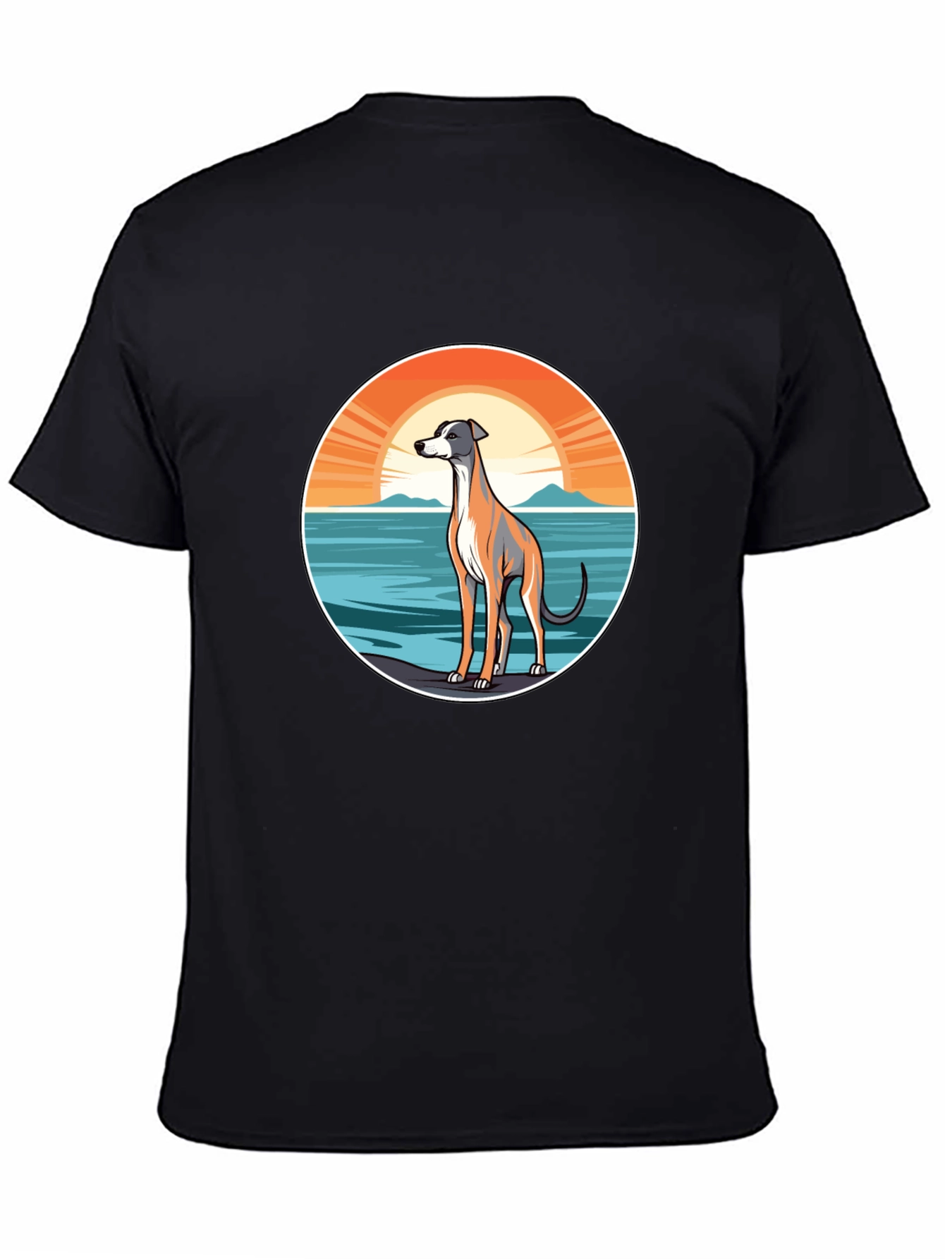 Black Dog Sunset Graphic Tee - Unisex Black T-Shirt view 4