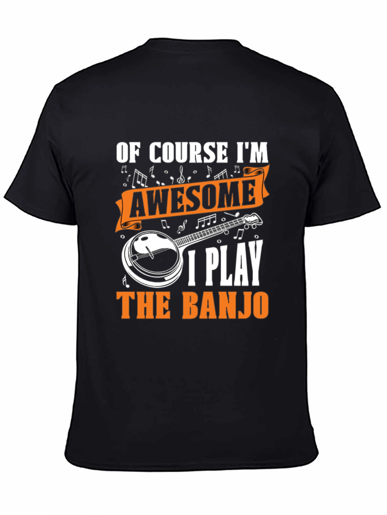 Black Awesome Banjo Player T-Shirt view 4