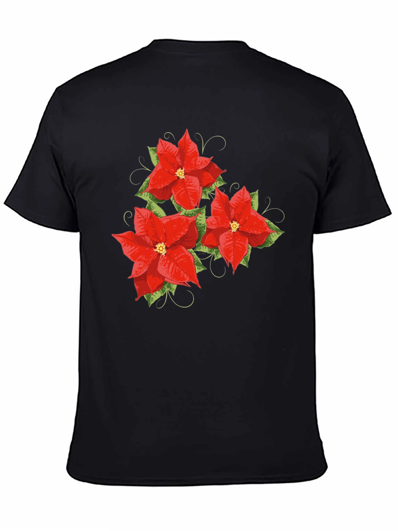 Black Floral Poinsettia Graphic Tee - Holiday Style view 4